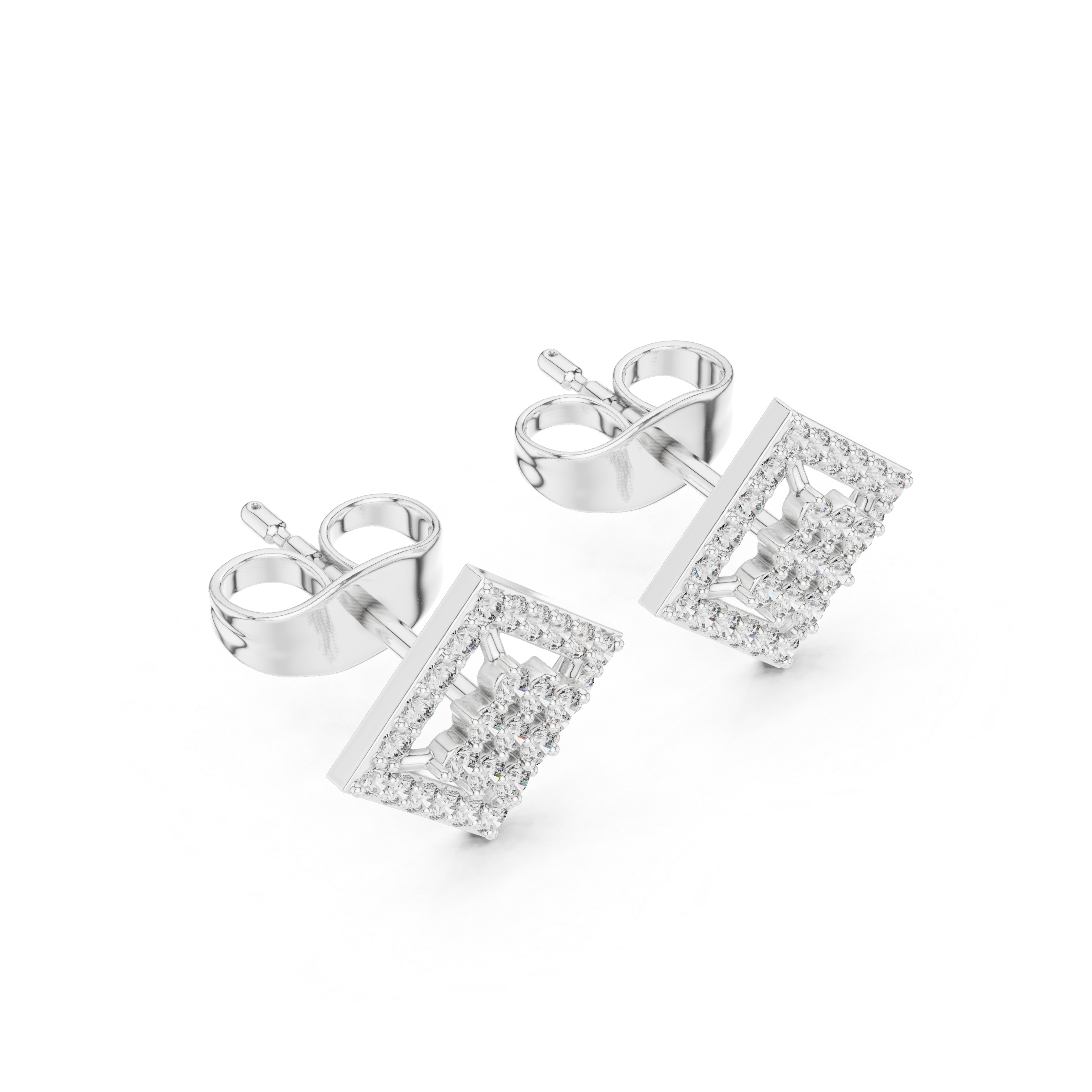 Marquise Flame Diamond Stud Earrings in White Gold - VYKA Diamonds