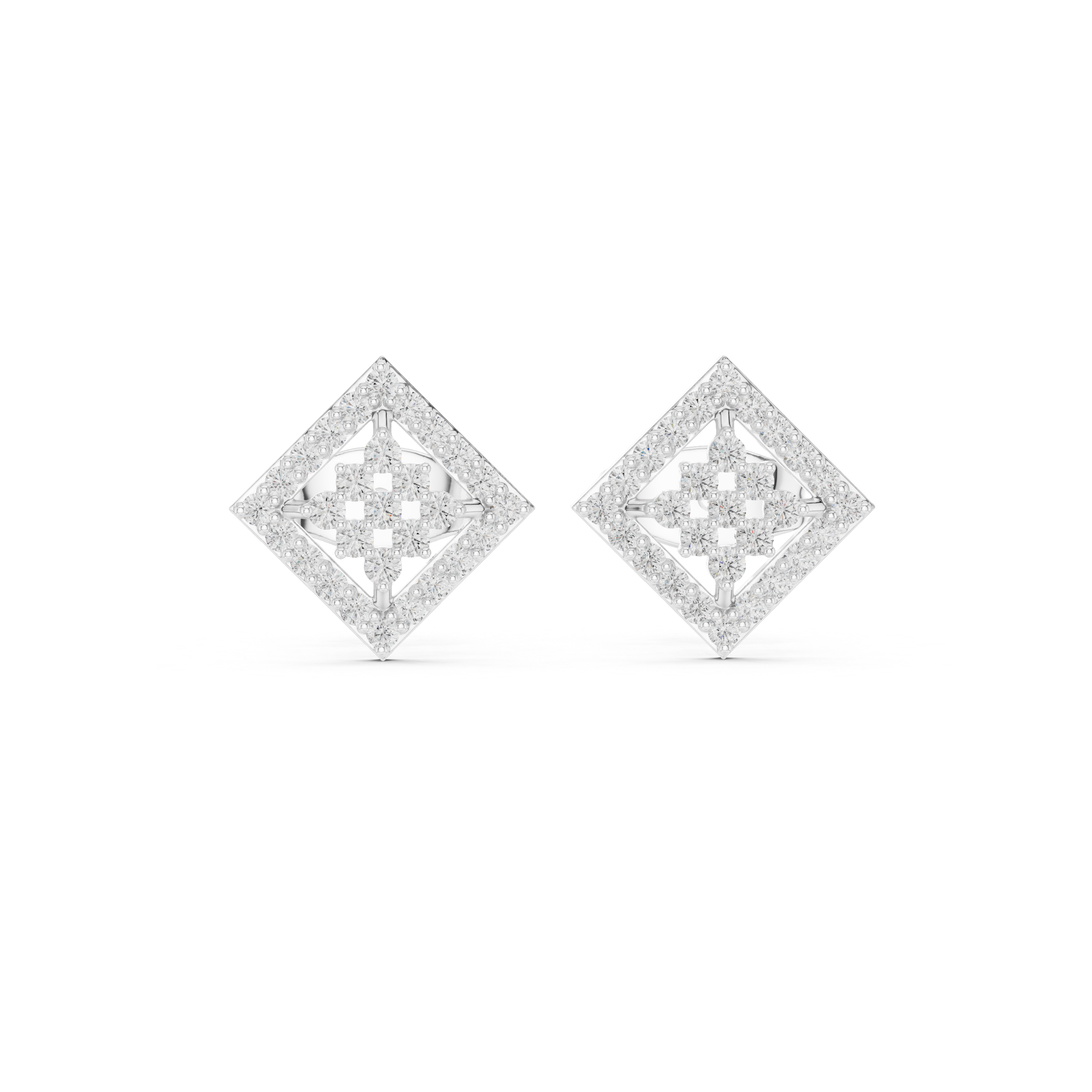 Marquise Flame Diamond Stud Earrings in White Gold - VYKA Diamonds