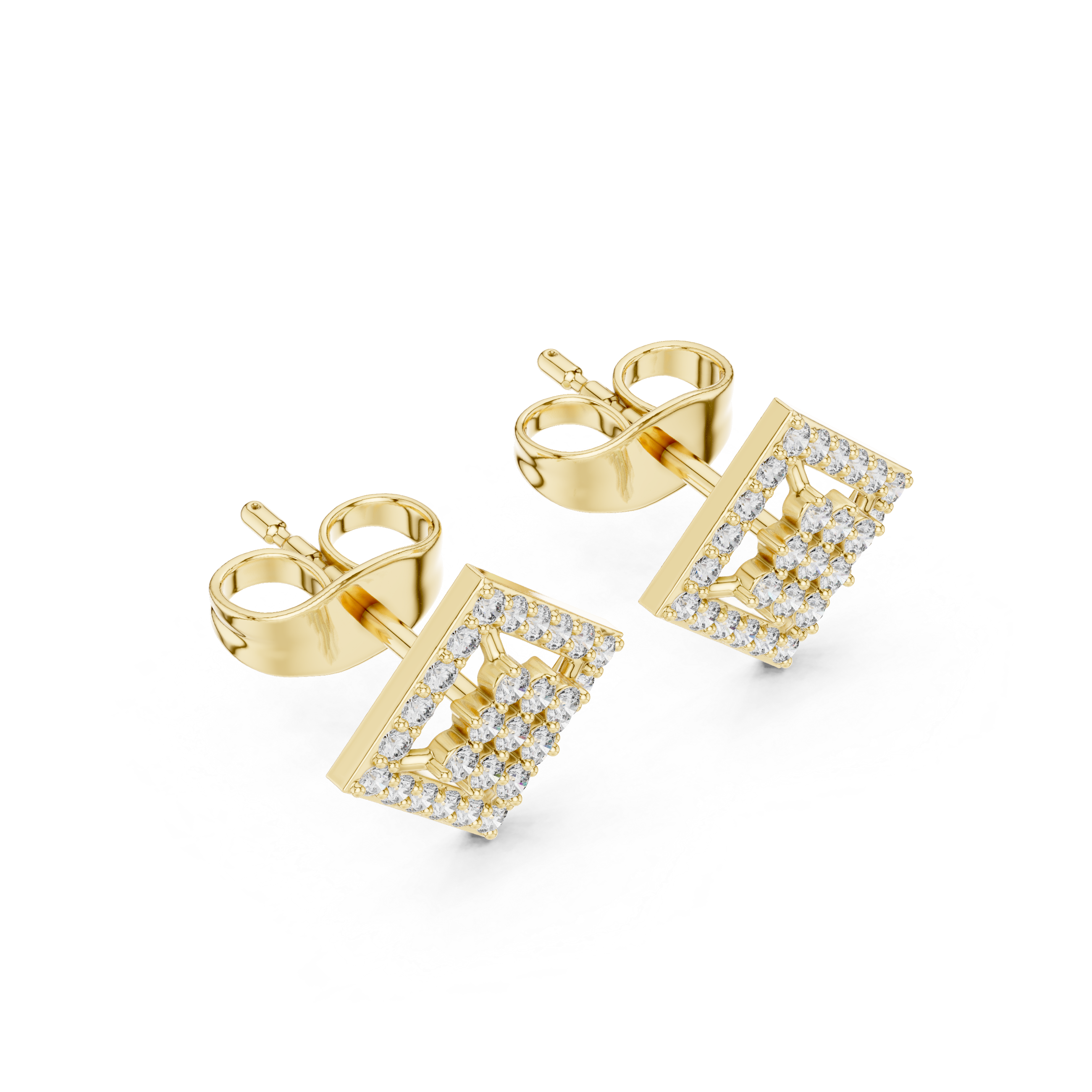 Marquise Flame Diamond Stud Earrings in Yellow Gold - VYKA Diamonds