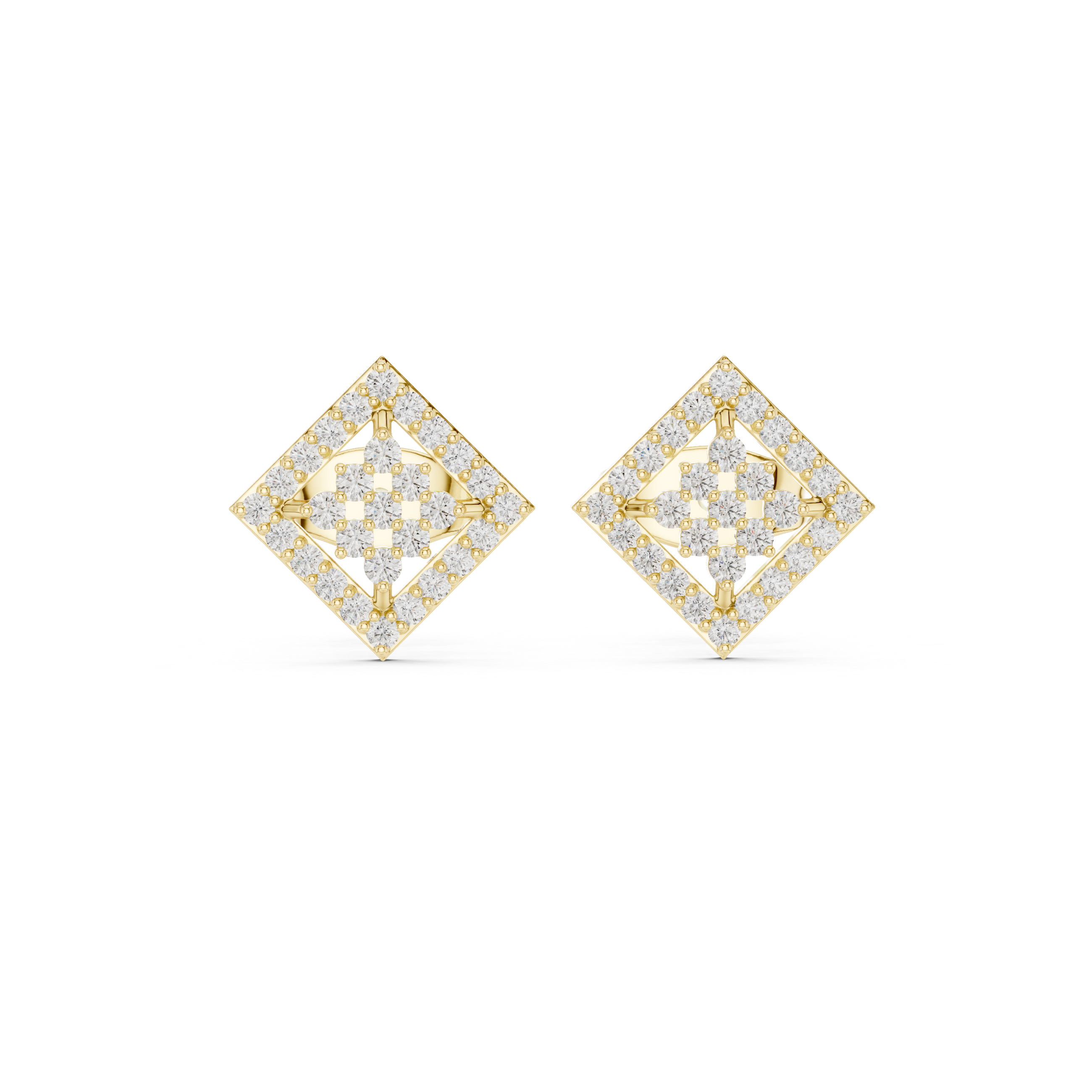 Marquise Flame Diamond Stud Earrings in Yellow Gold - VYKA Diamonds