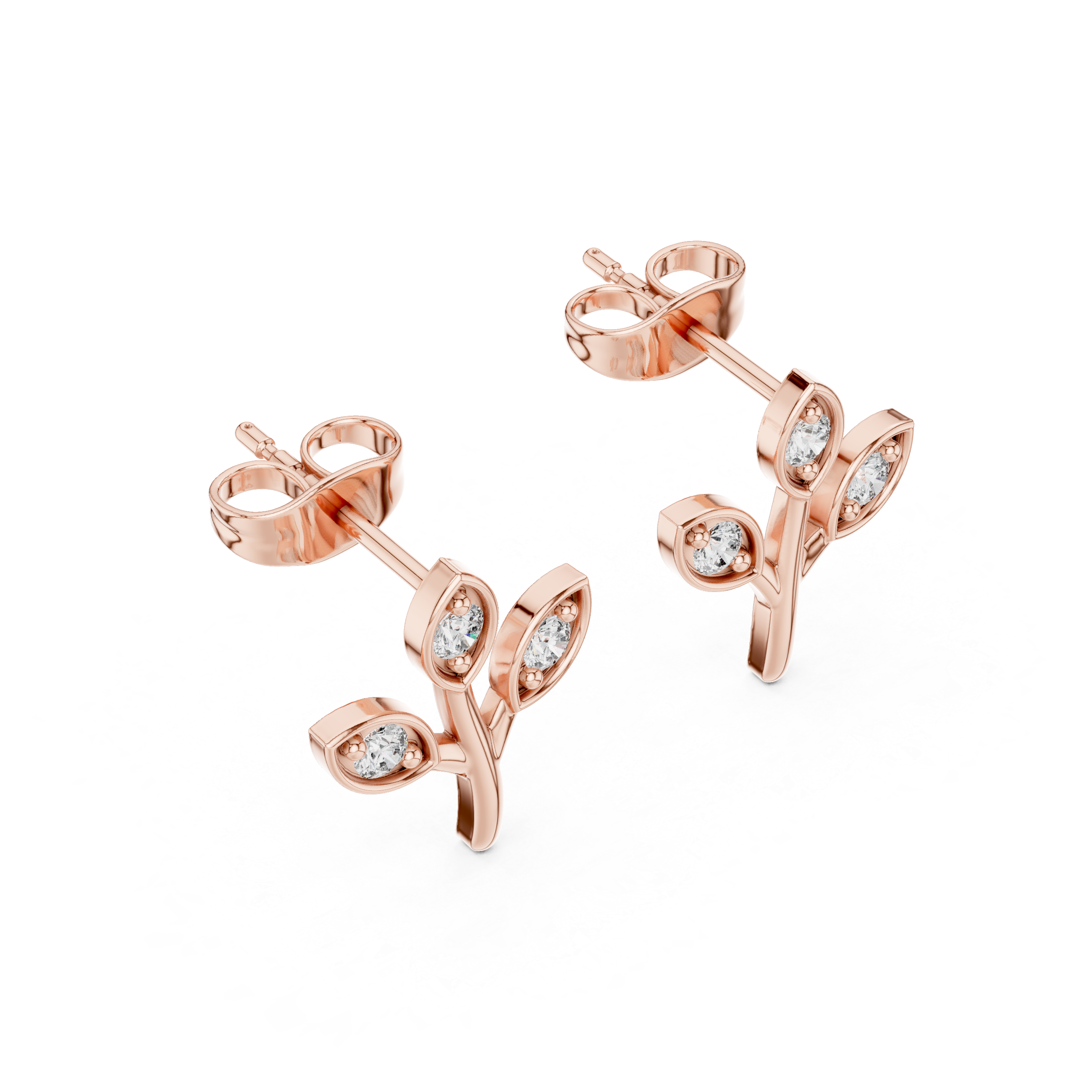 Halo Basket Diamond Stud Earrings in Rose Gold - VYKA Diamonds