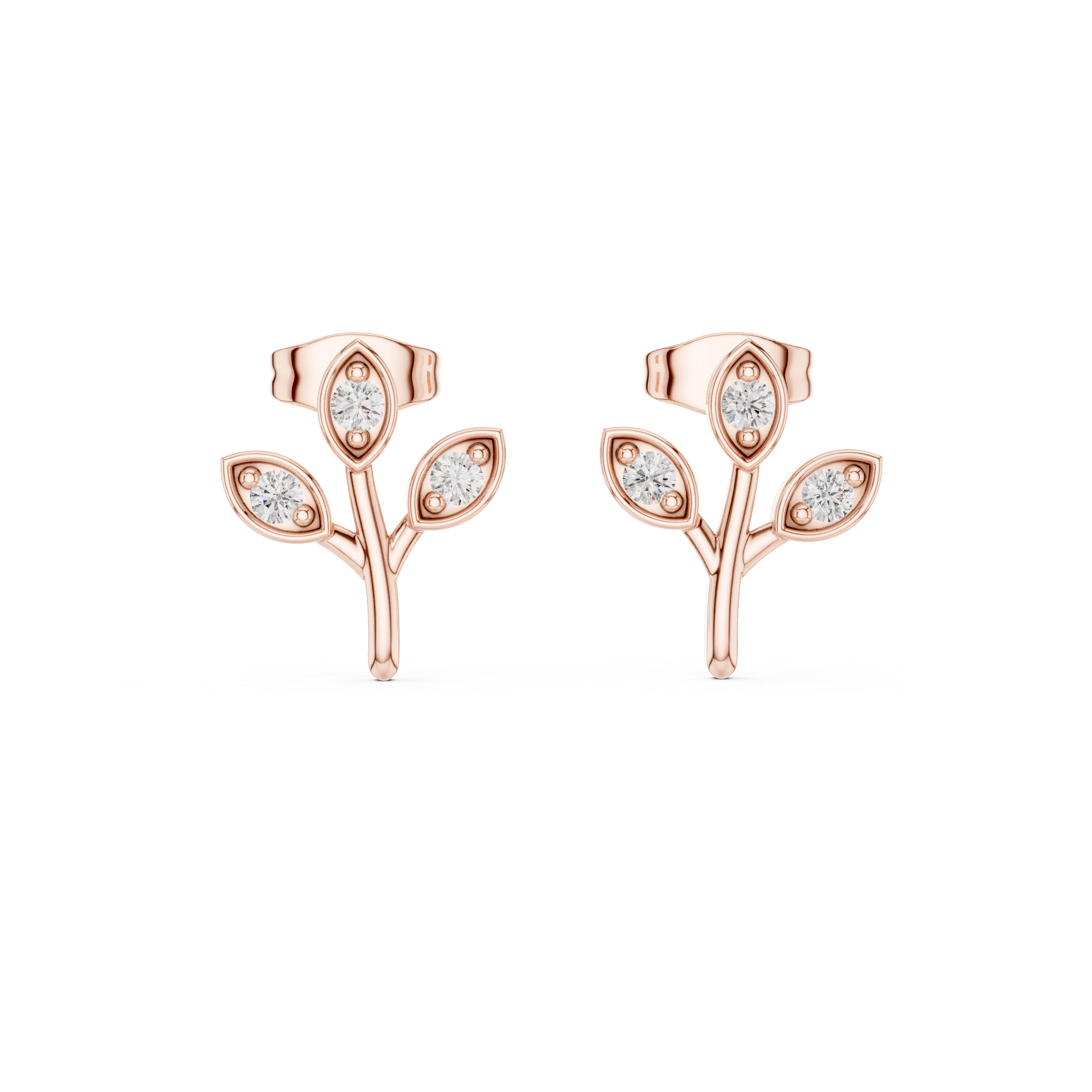 Halo Basket Diamond Stud Earrings in Rose Gold - VYKA Diamonds