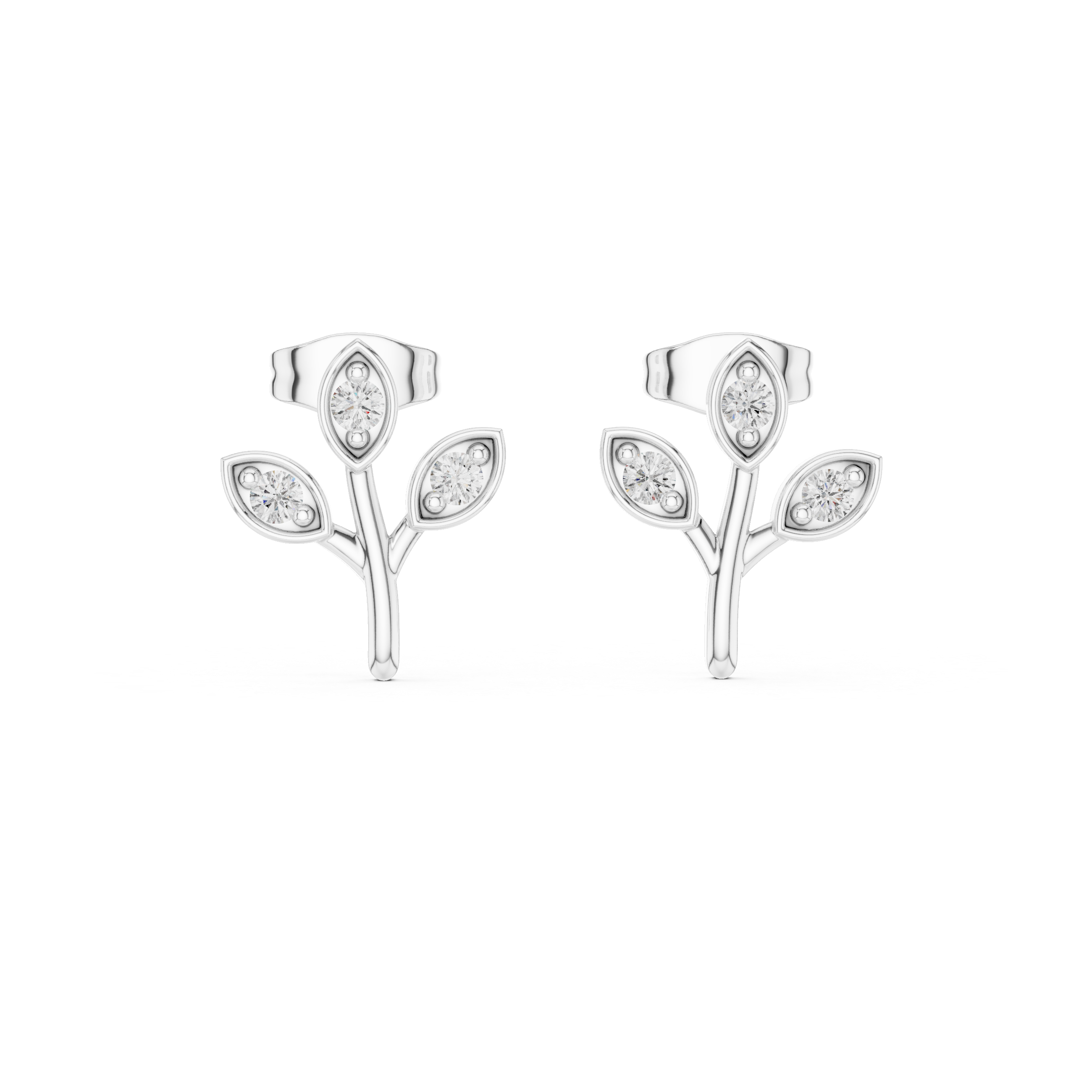 Halo Basket Diamond Stud Earrings in White Gold - VYKA Diamonds