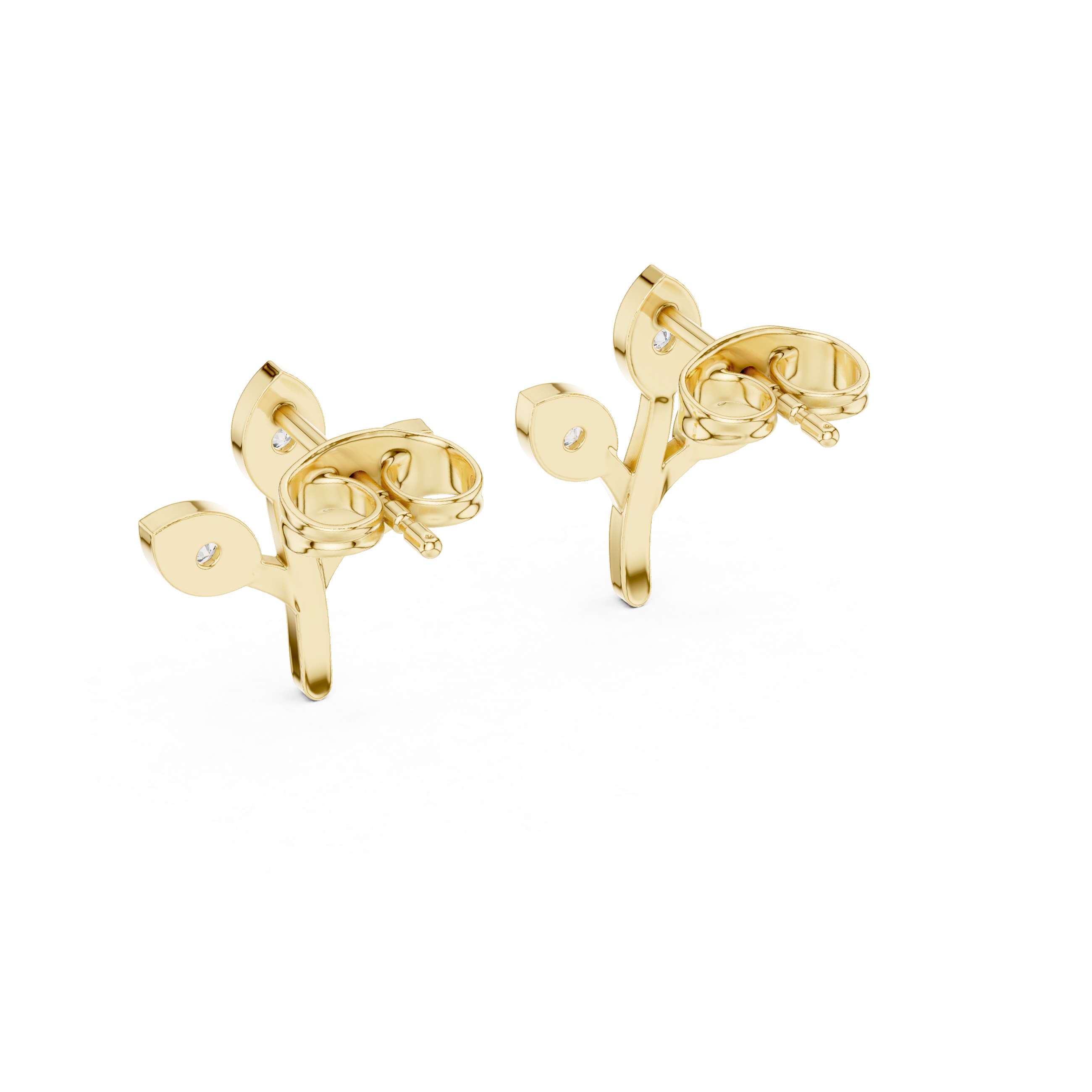 Halo Basket Diamond Stud Earrings in Yellow Gold - VYKA Diamonds