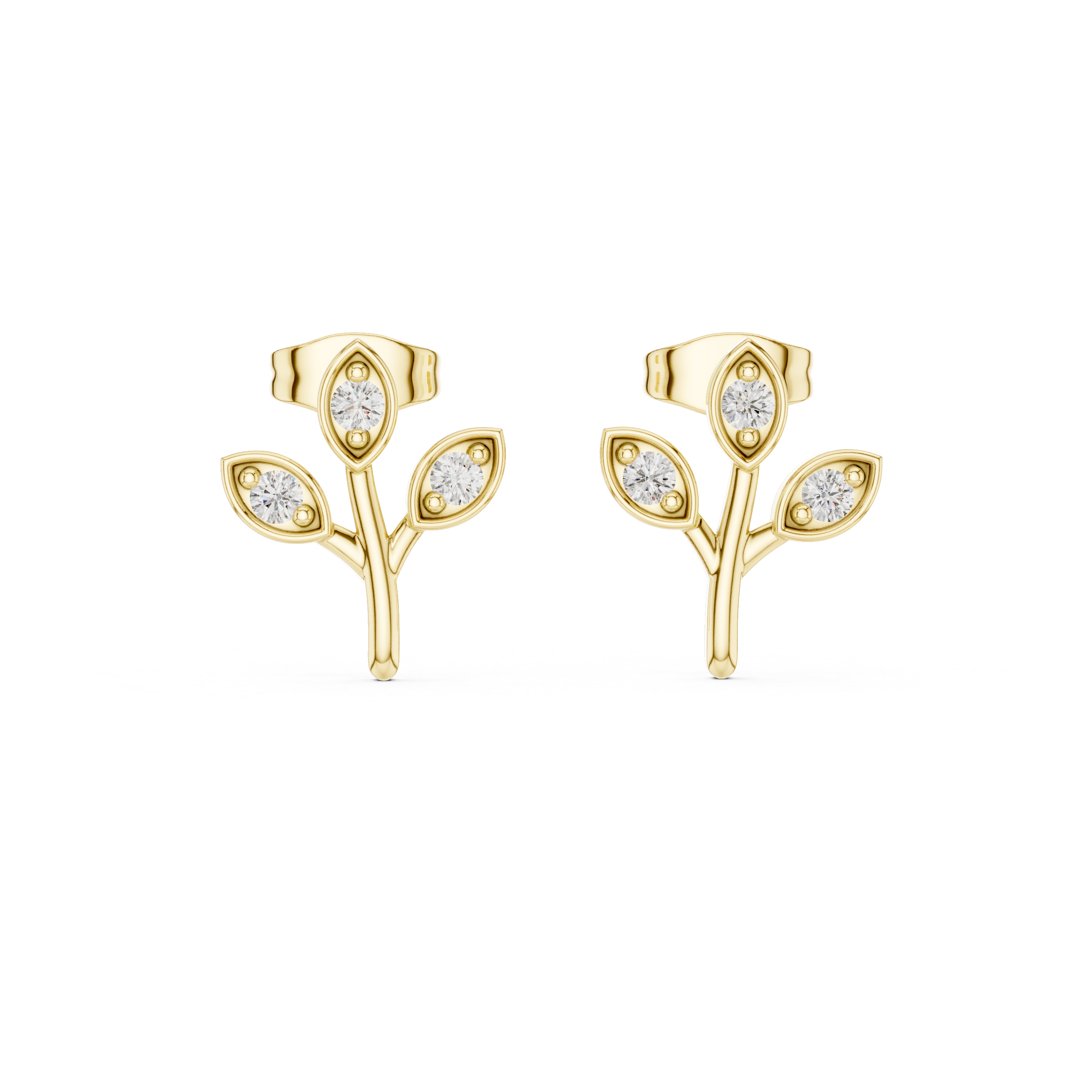 Halo Basket Diamond Stud Earrings in Yellow Gold - VYKA Diamonds