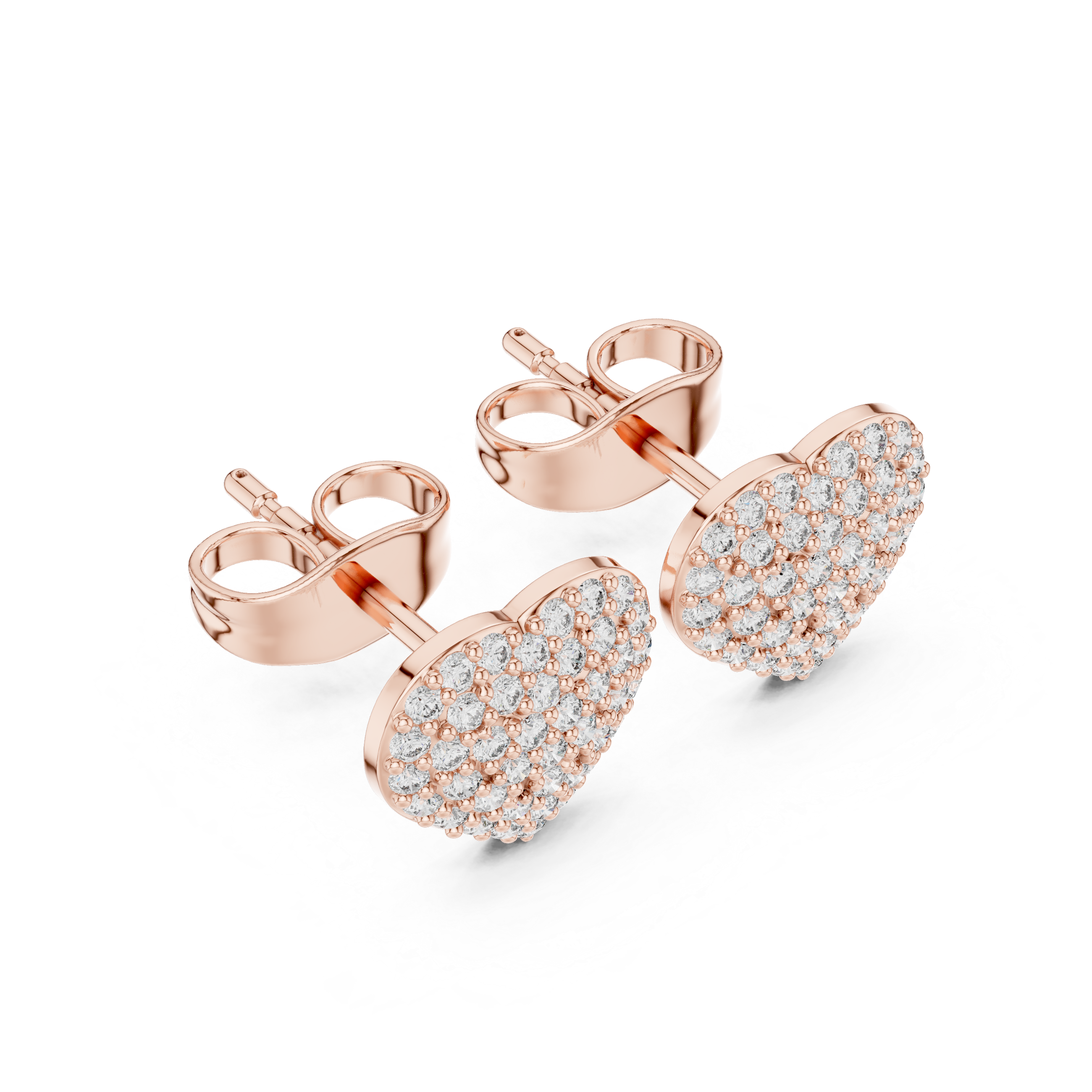 Twisted Pear Halo Diamond Stud Earrings in Rose Gold - VYKA Diamonds