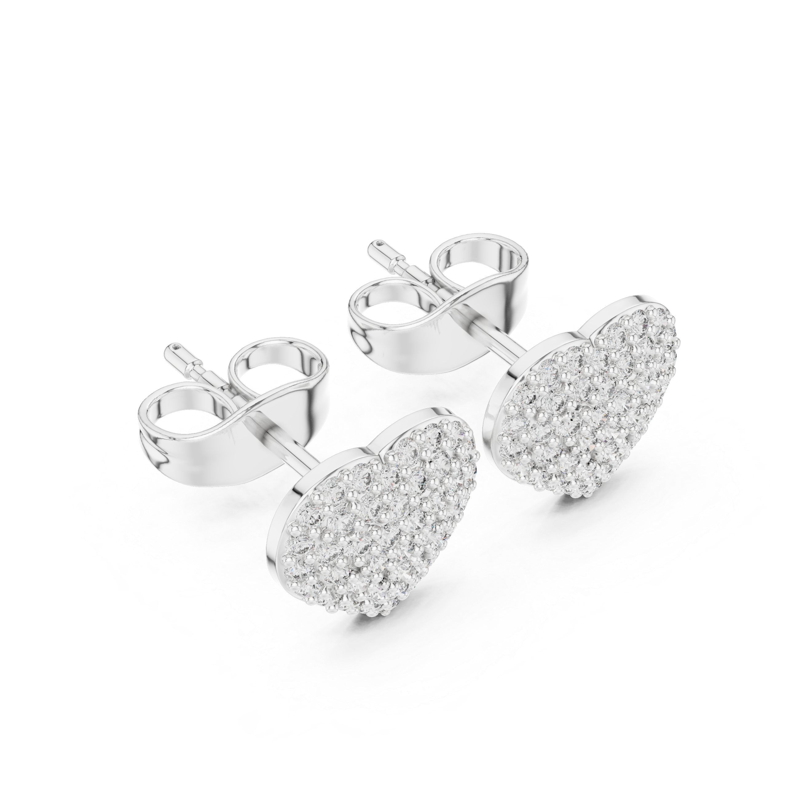 Twisted Pear Halo Diamond Stud Earrings in White Gold - VYKA Diamonds