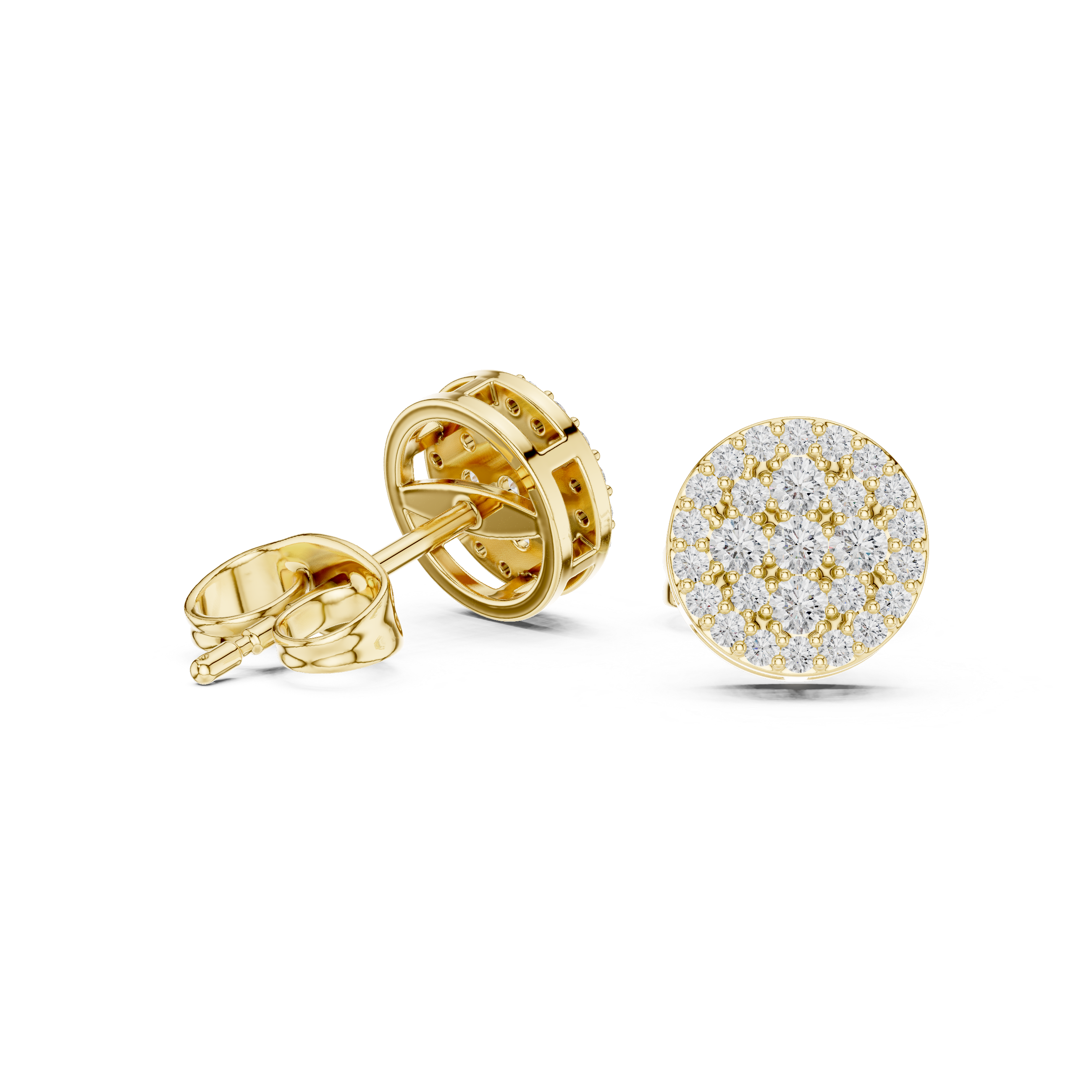 Kite Cluster Diamond Stud Earrings in Yellow Gold - VYKA Diamonds