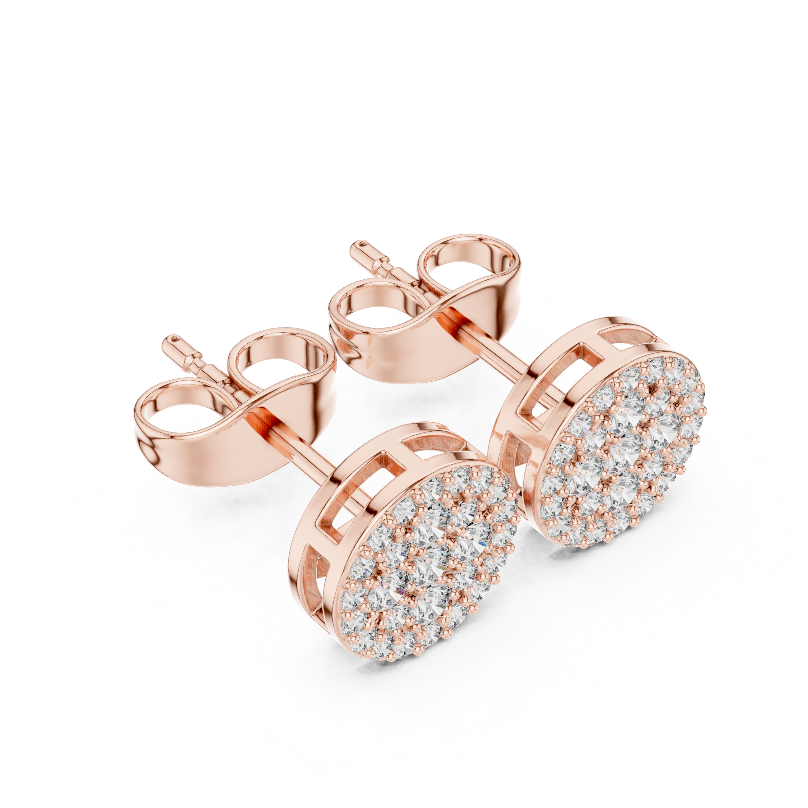 Kite Cluster Diamond Stud Earrings in Rose Gold - VYKA Diamonds