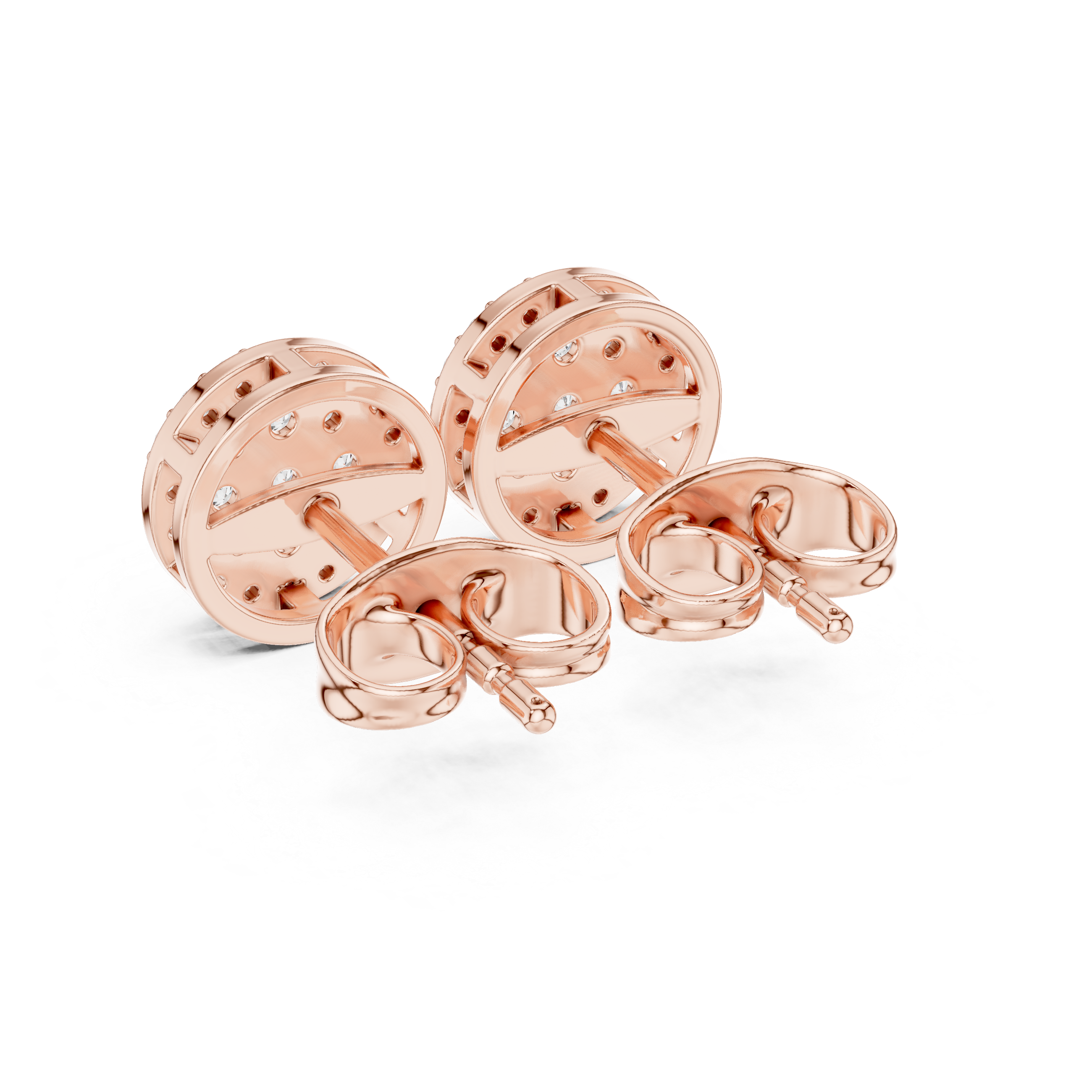 Kite Cluster Diamond Stud Earrings in Rose Gold - VYKA Diamonds