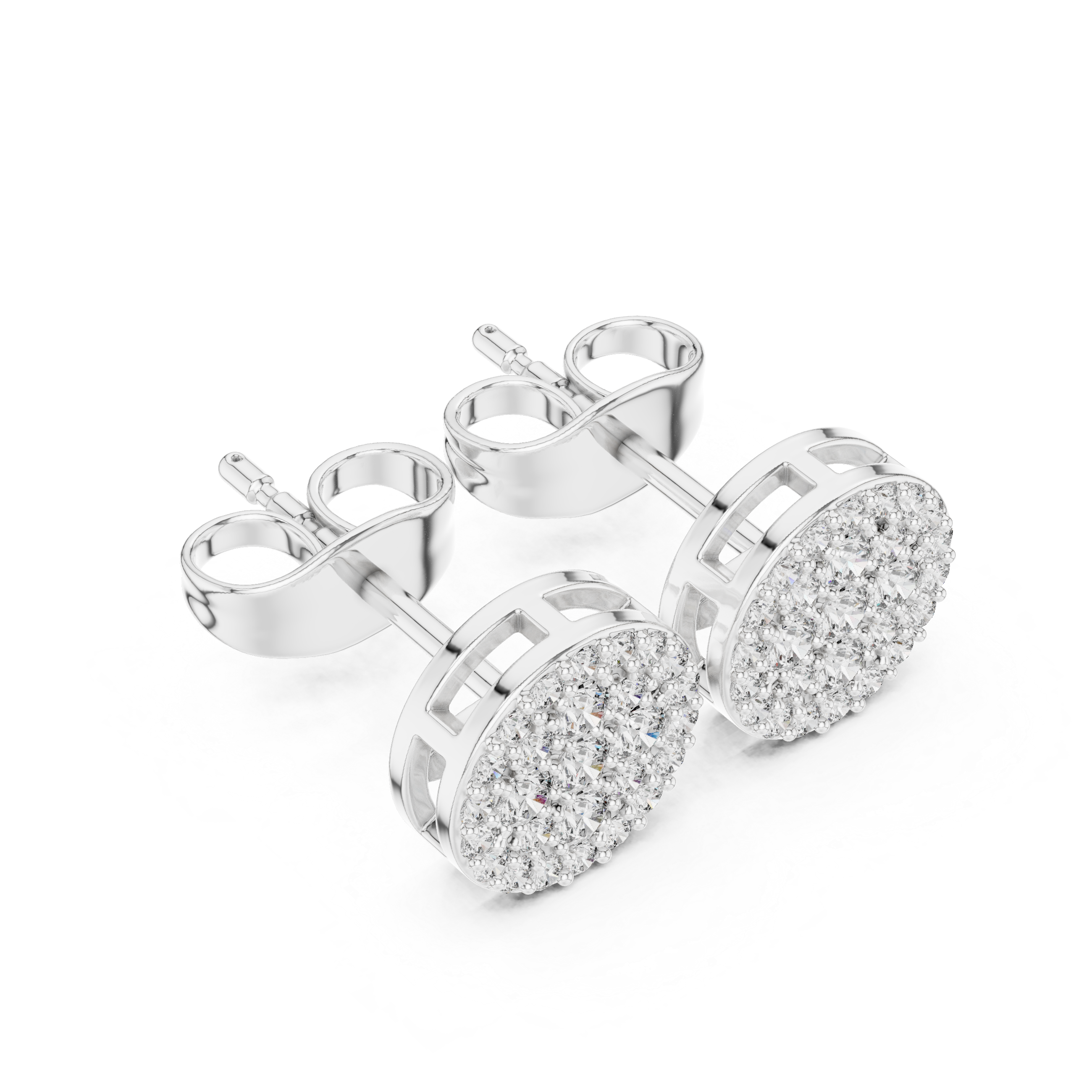 Kite Cluster Diamond Stud Earrings in White Gold - VYKA Diamonds