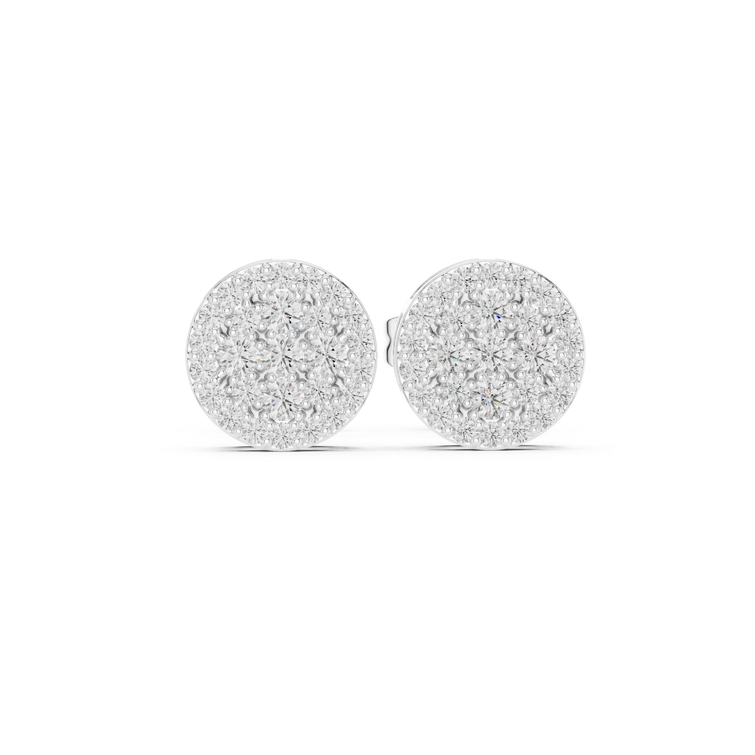 Kite Cluster Diamond Stud Earrings in White Gold - VYKA Diamonds