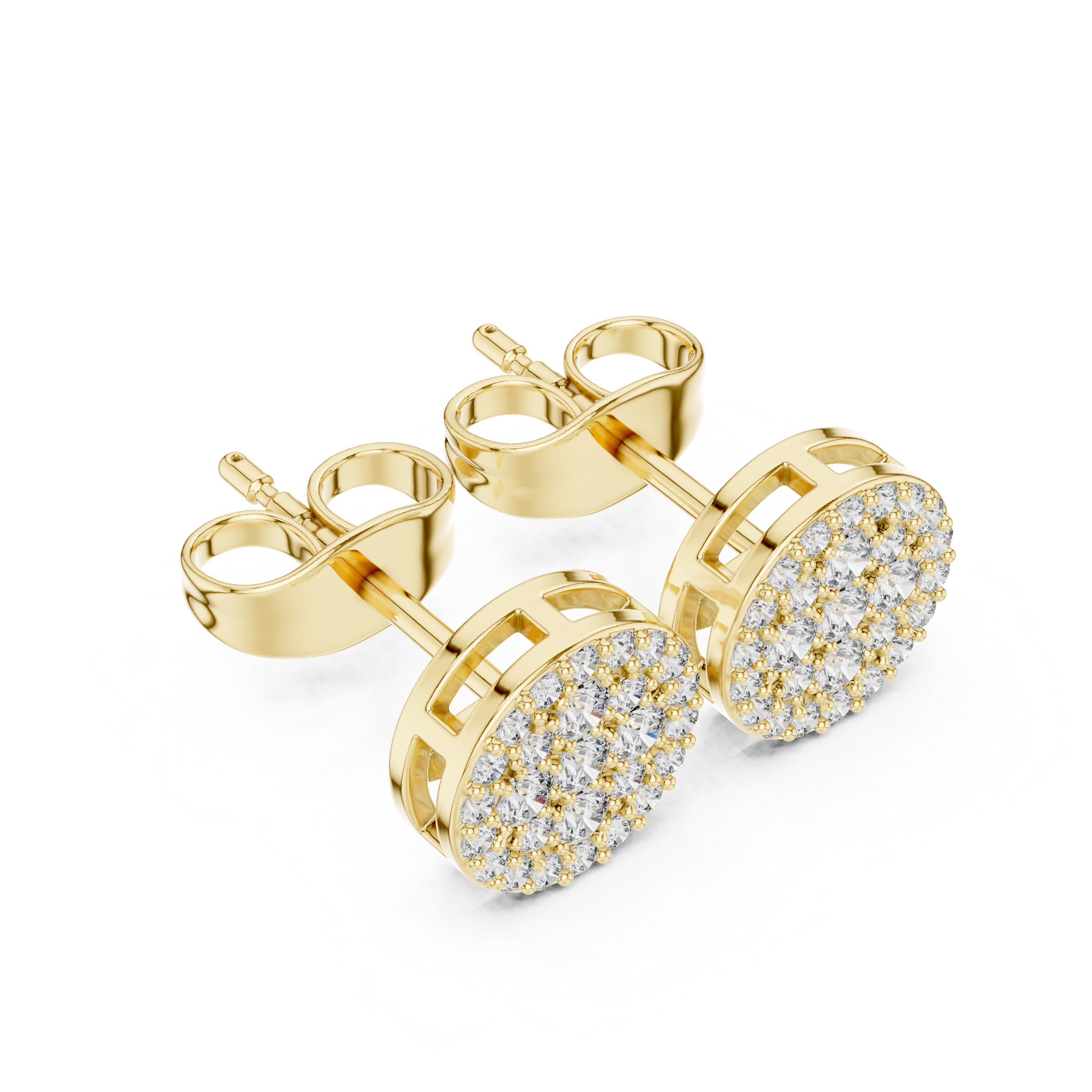 Kite Cluster Diamond Stud Earrings in Yellow Gold - VYKA Diamonds