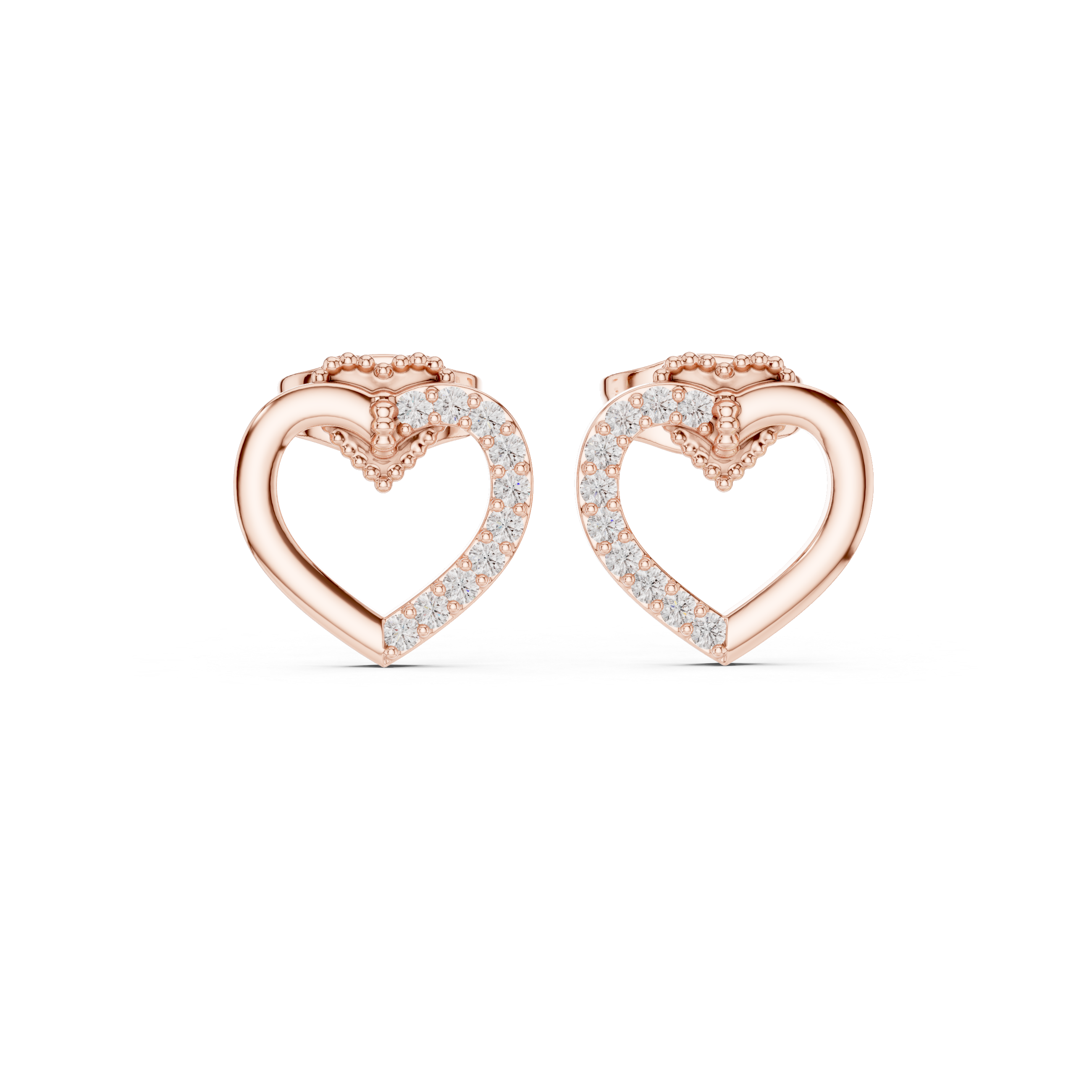 Pave Ribbon Diamond Stud Earrings in Rose Gold - VYKA Diamonds