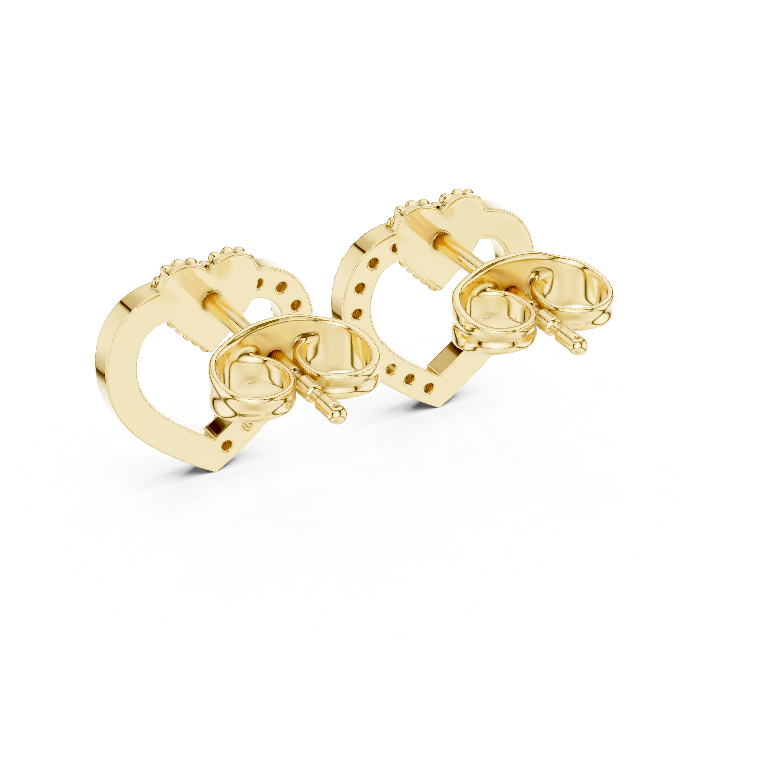 Pave Ribbon Diamond Stud Earrings in Yellow Gold - VYKA Diamonds