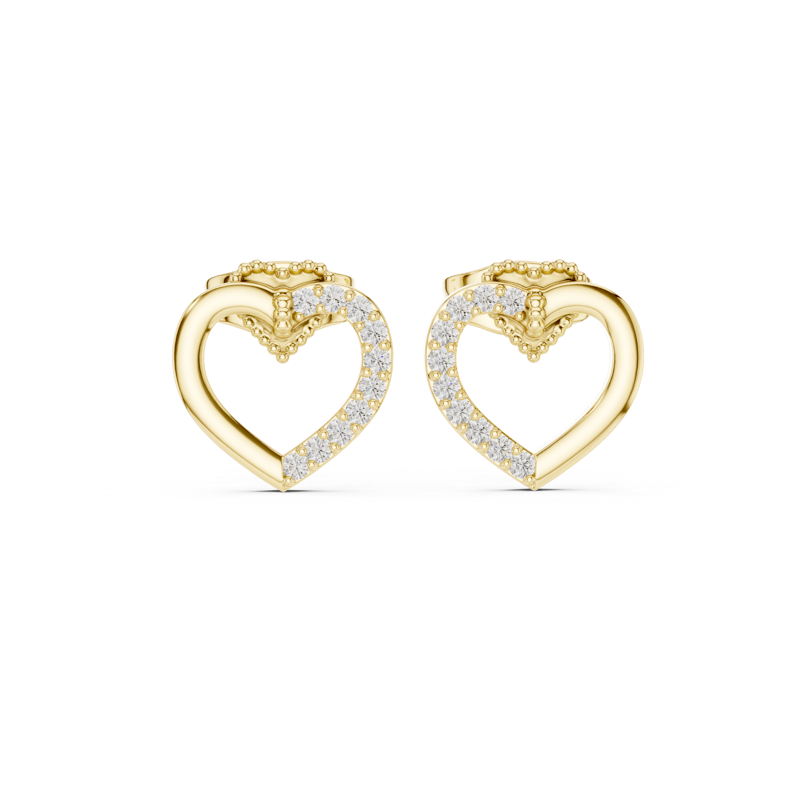 Pave Ribbon Diamond Stud Earrings in Yellow Gold - VYKA Diamonds