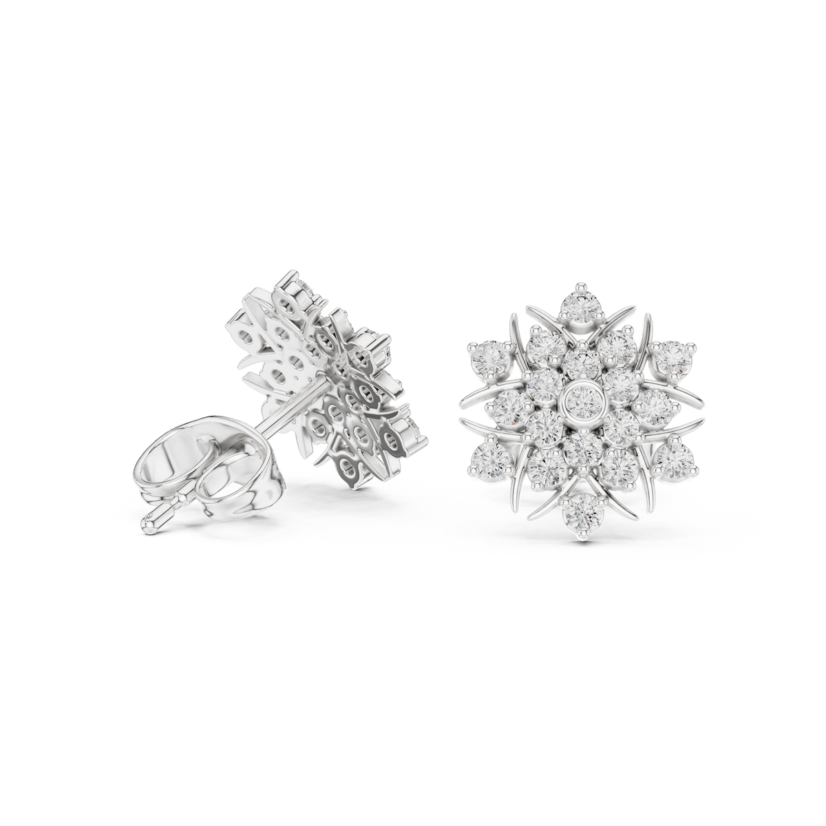 Diamond Floret Stud Earrings