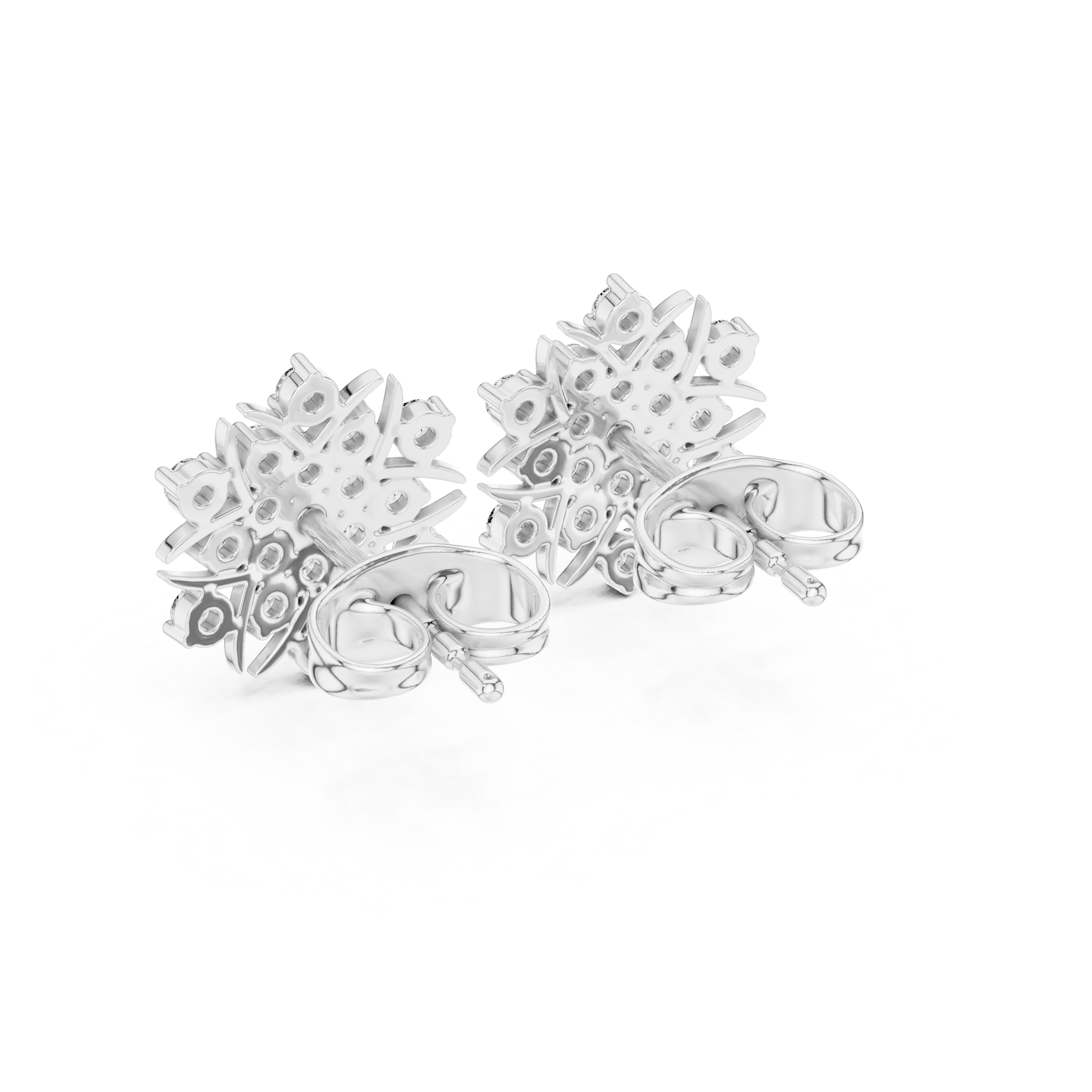 Diamond Floret Stud Earrings in White Gold - VYKA Diamonds