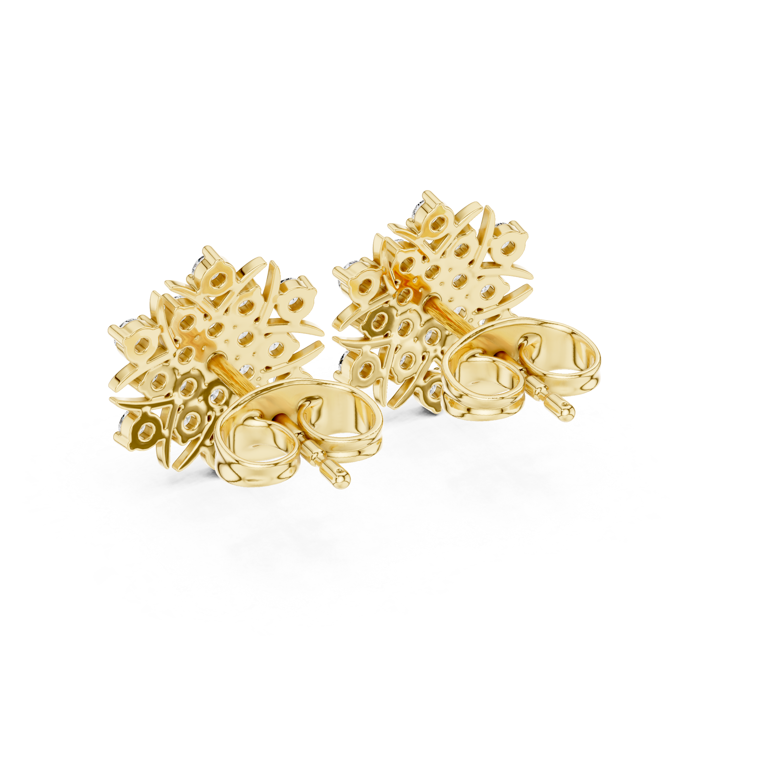 Diamond Floret Stud Earrings in Yellow Gold - VYKA Diamonds