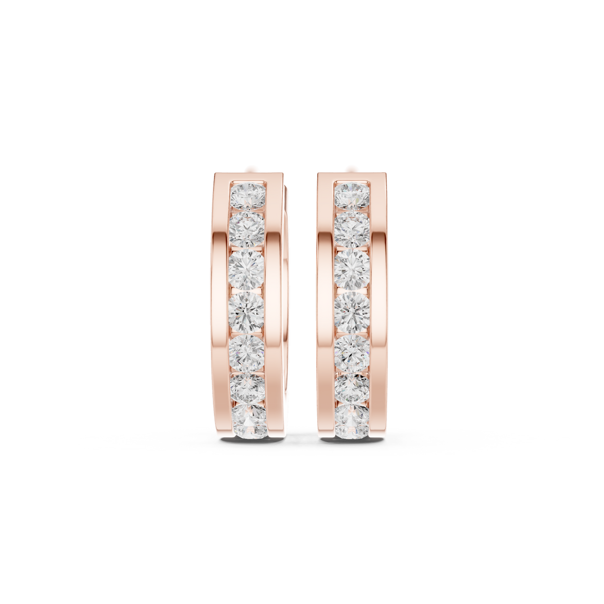 Beveled Grid Diamond Hoop Earrings