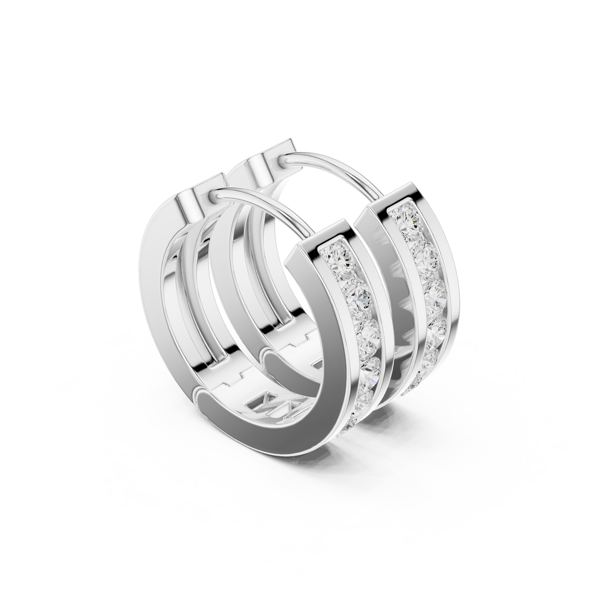 أقراط حلقية بالألماس بشبكة مشطوفة in White Gold - VYKA Diamonds