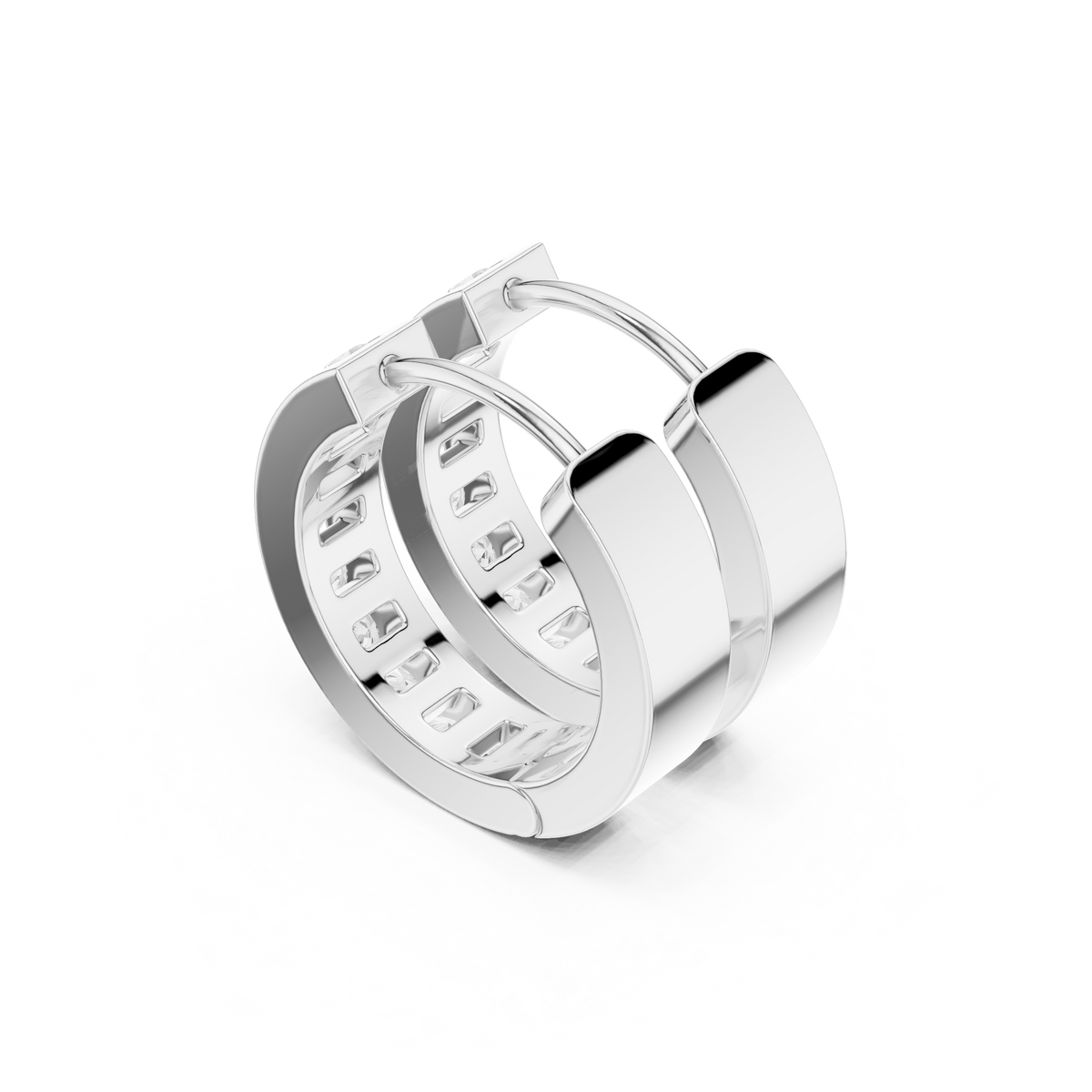 Beveled Grid Diamond Hoop Earrings