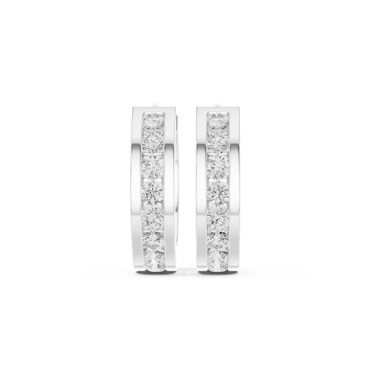 Beveled Grid Diamond Hoop Earrings