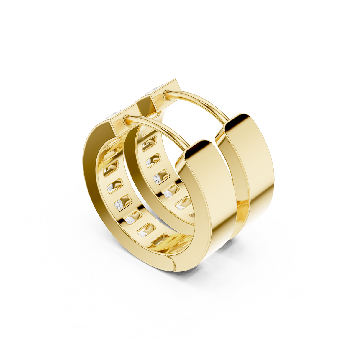 Beveled Grid Diamond Hoop Earrings