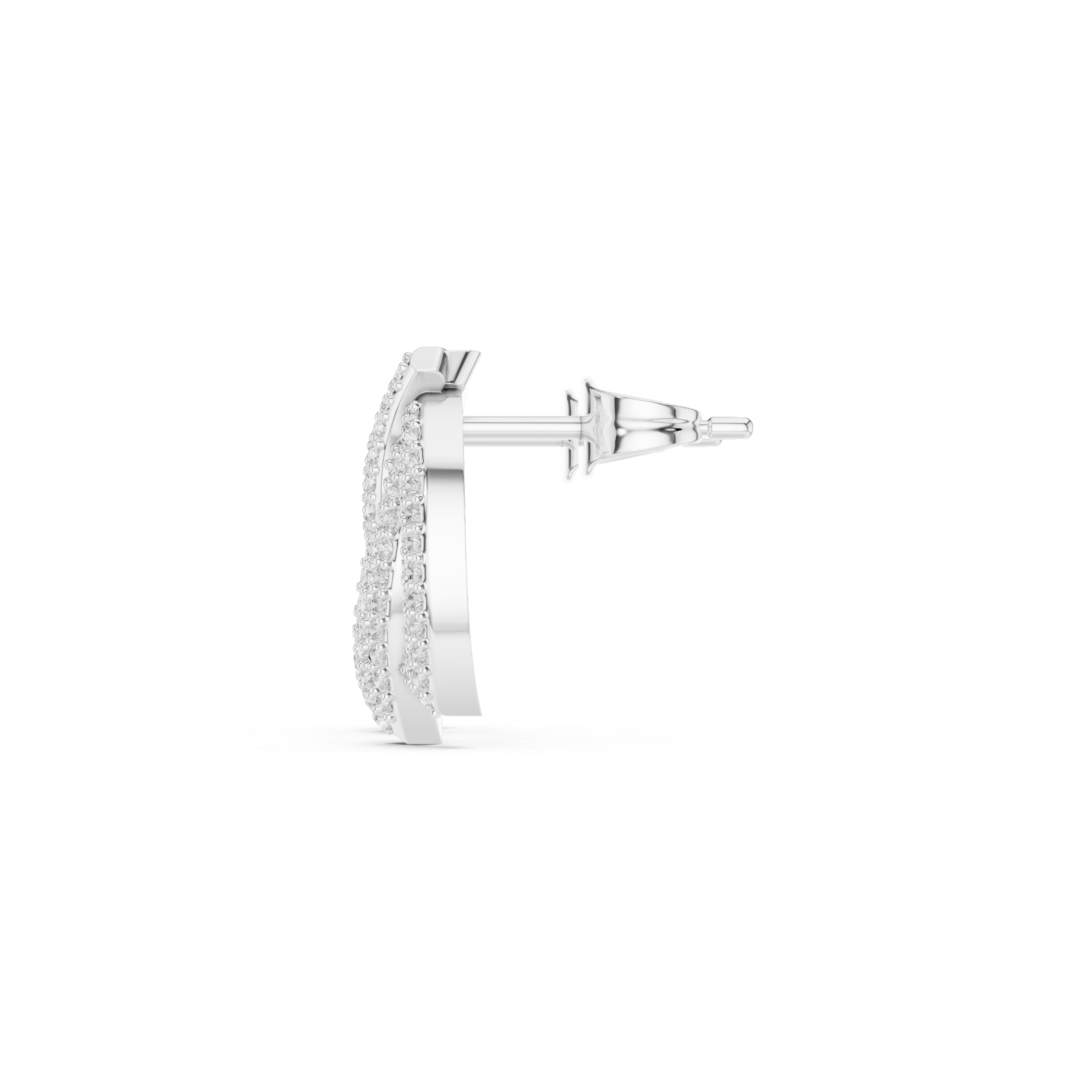 Sculptured Framework Diamond Stud Earrings in White Gold - VYKA Diamonds