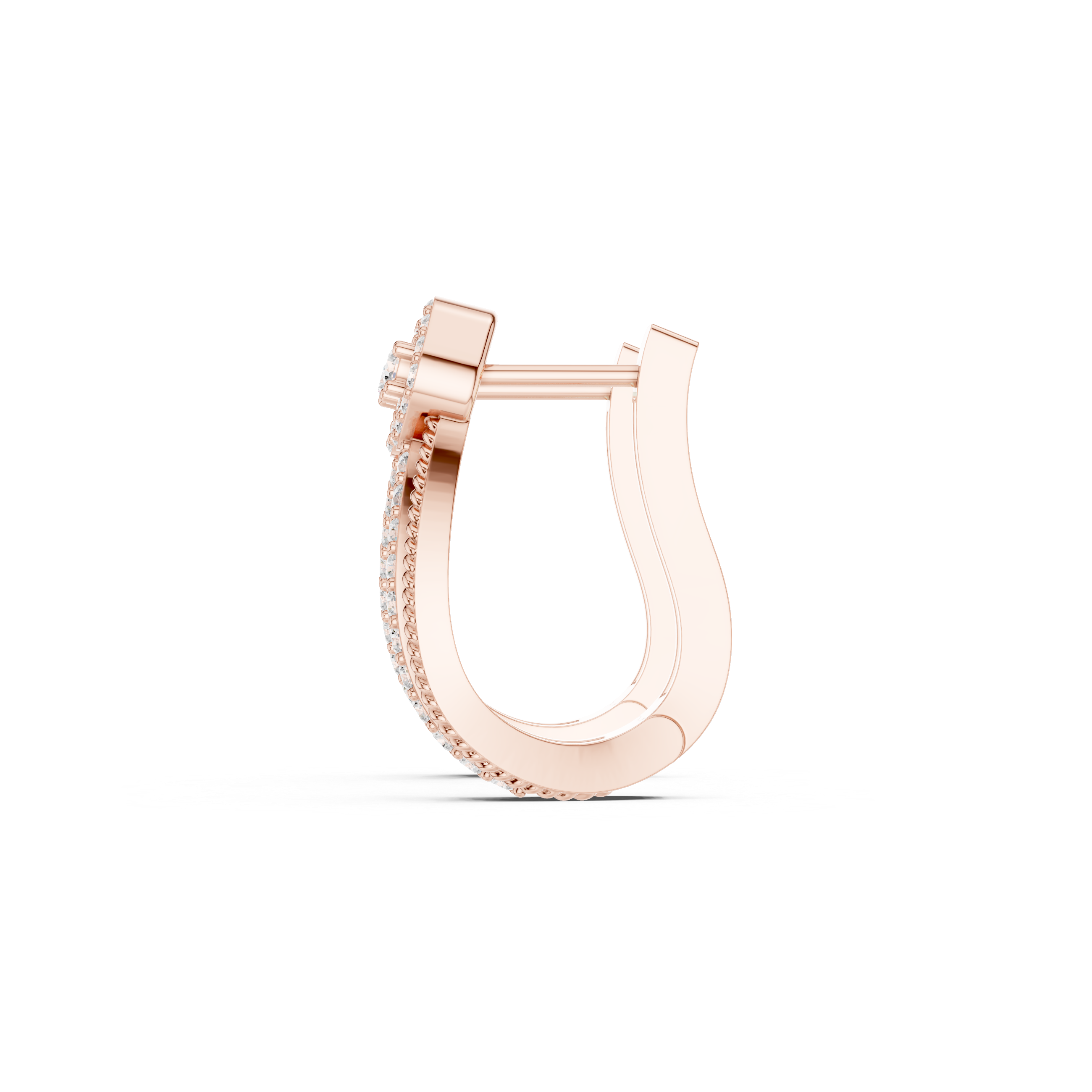 Fanned Lattice Diamond Hoop Earrings in Rose Gold - VYKA Diamonds