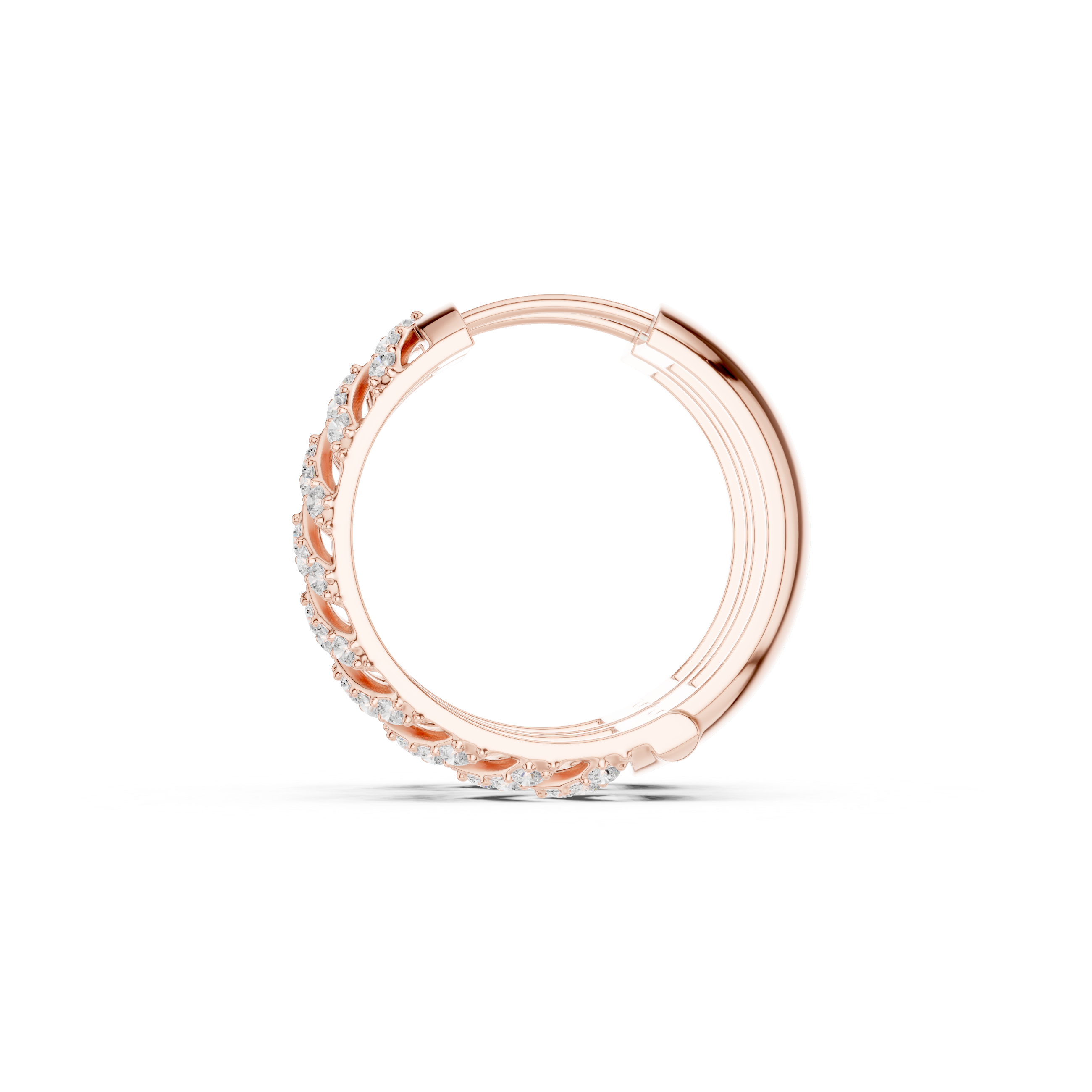 Stepped Grid Diamond Hoop Earrings in Rose Gold - VYKA Diamonds