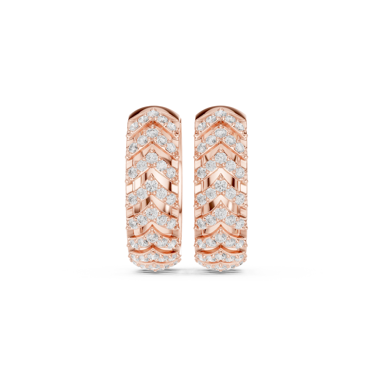 Stepped Grid Diamond Hoop Earrings