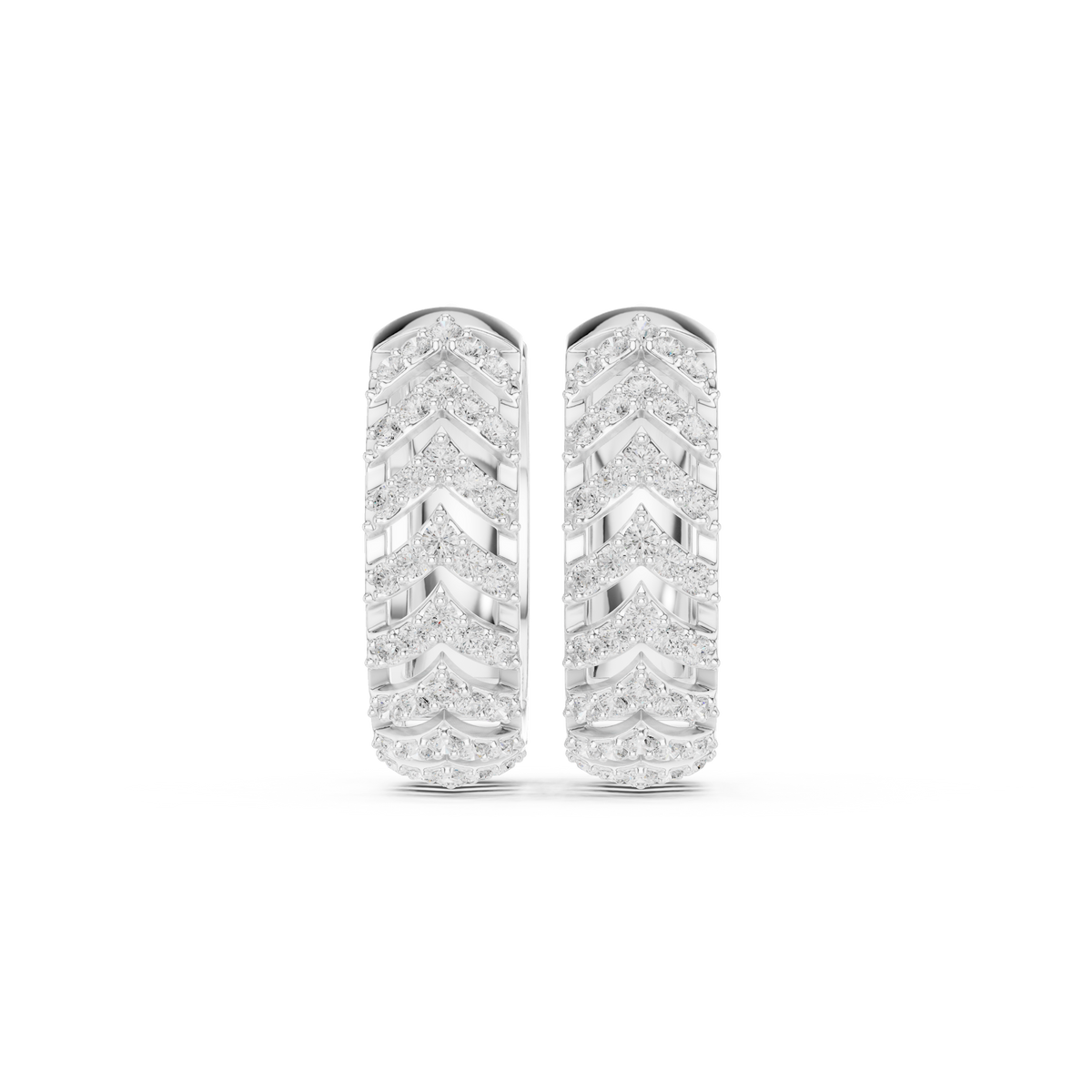 Stepped Grid Diamond Hoop Earrings
