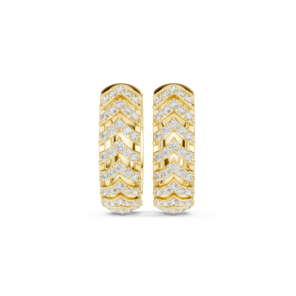 Stepped Grid Diamond Hoop Earrings