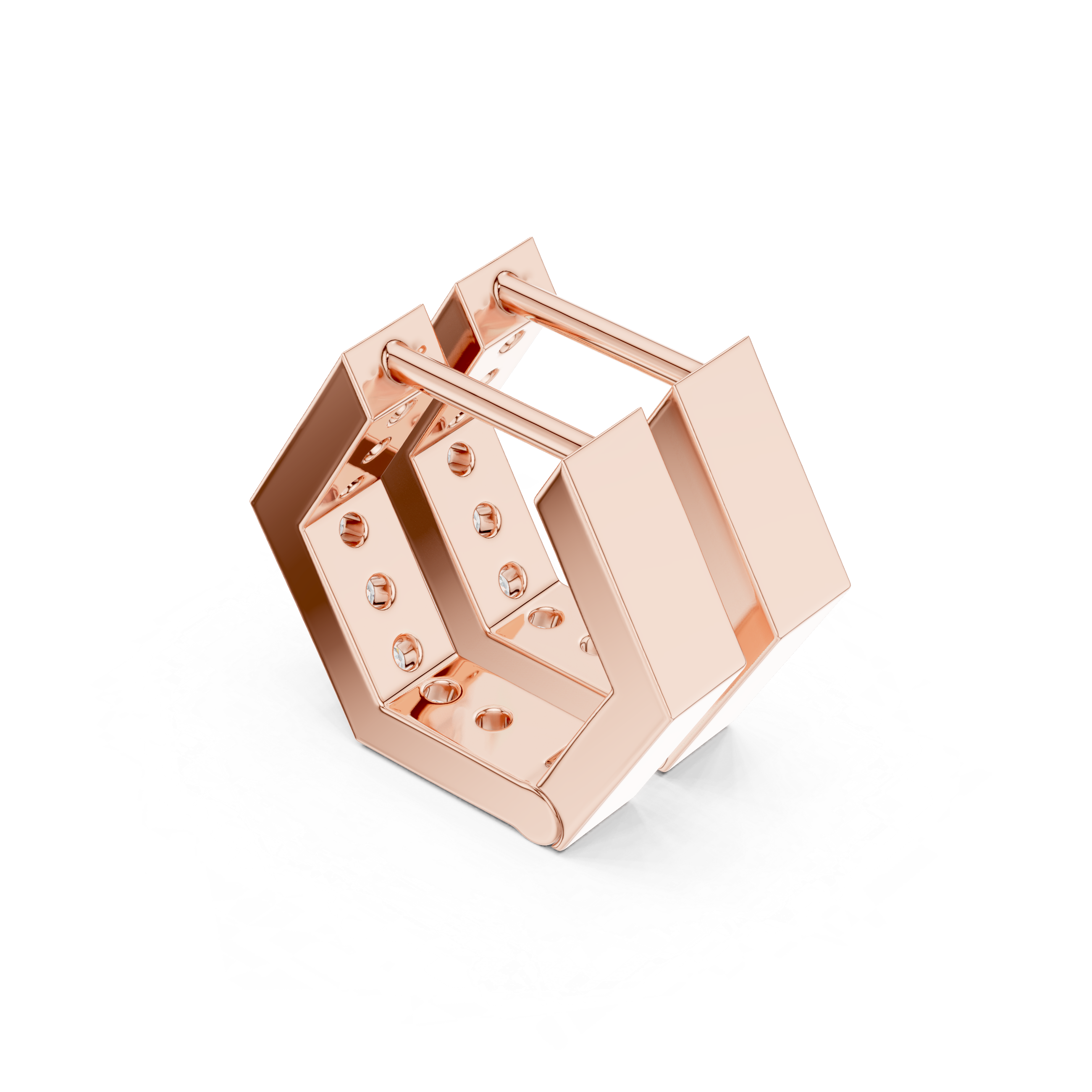 Framed Trellis Diamond Drop Earrings in Rose Gold - VYKA Diamonds