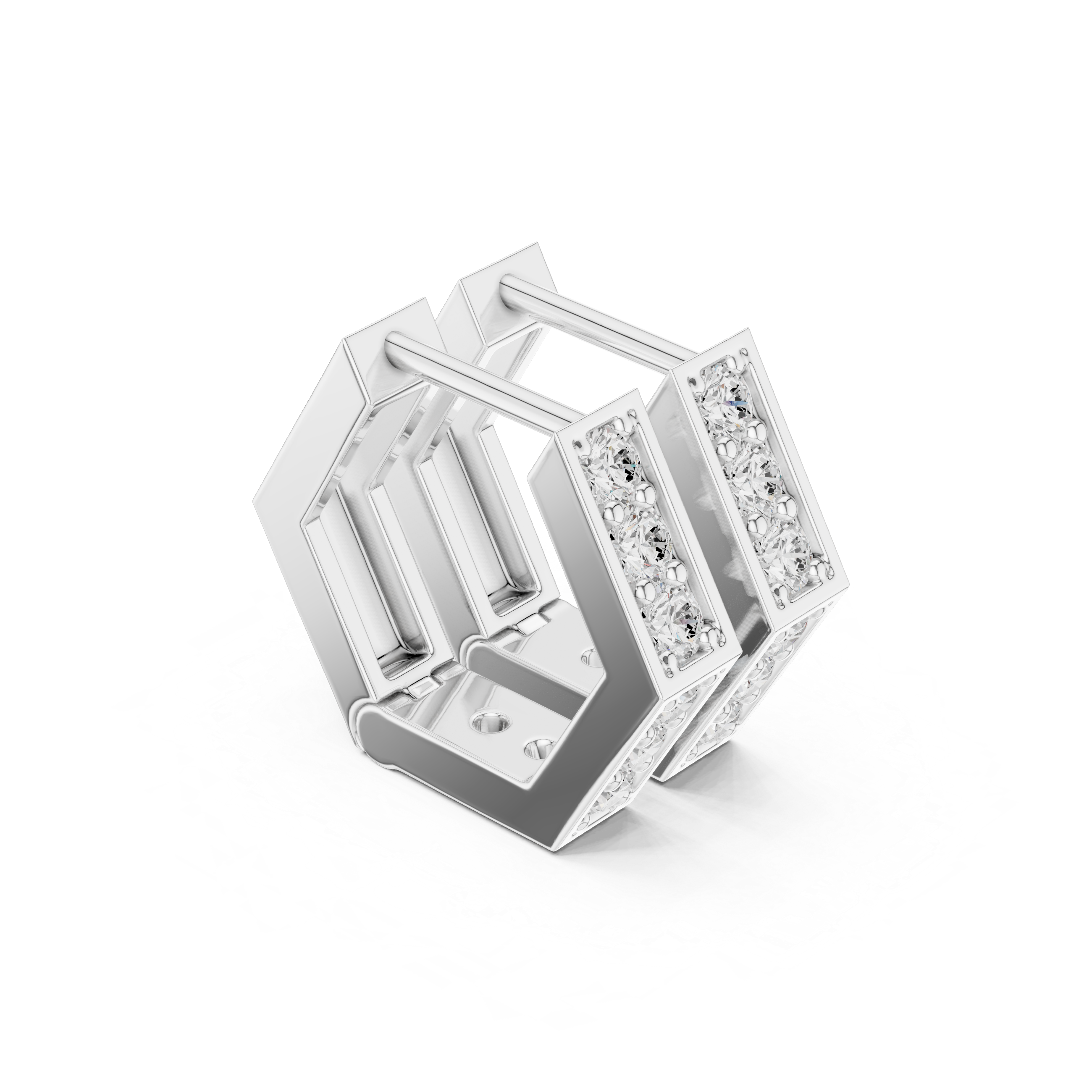 Framed Trellis Diamond Drop Earrings in White Gold - VYKA Diamonds