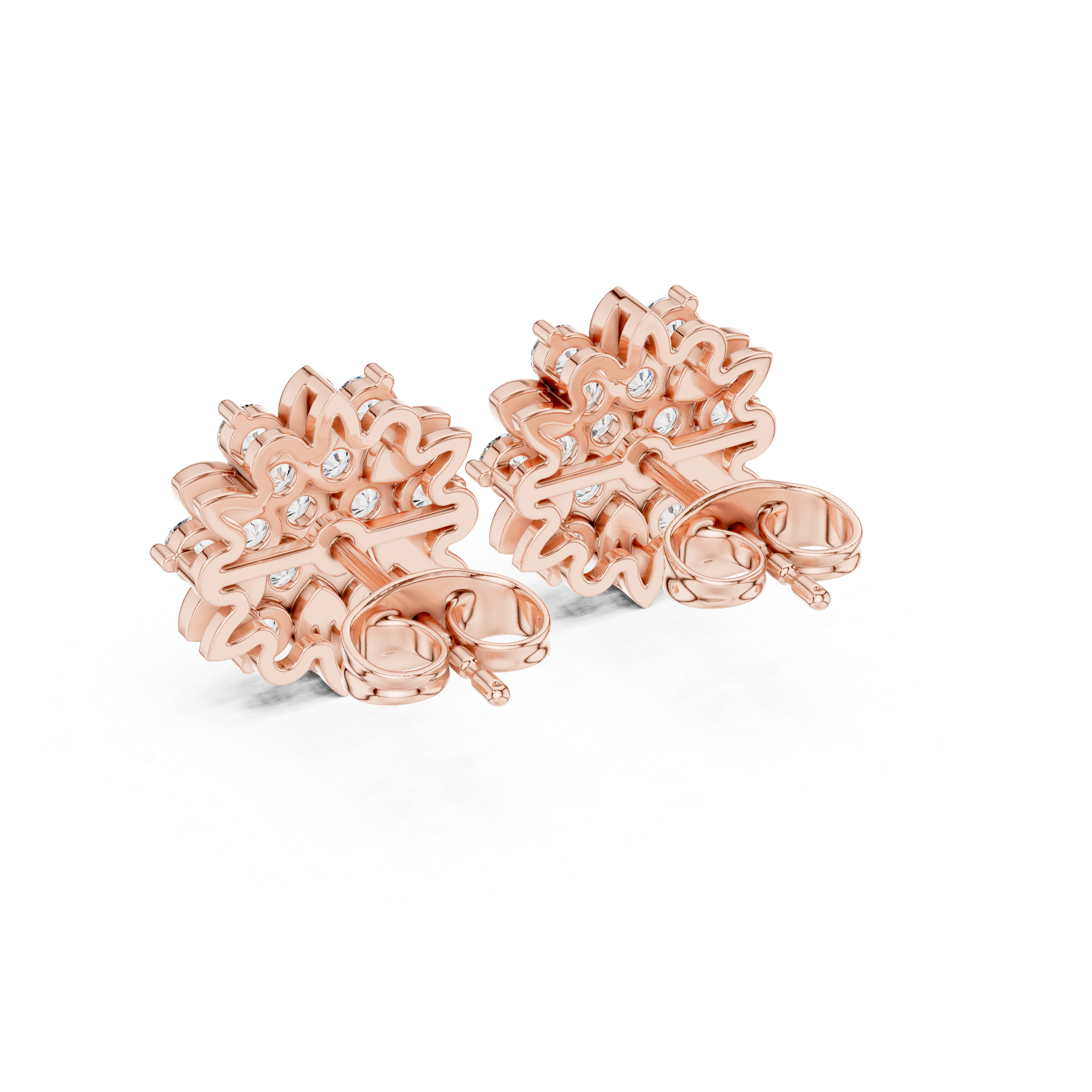 Alternating Shape Diamond Stud Earrings in Rose Gold - VYKA Diamonds