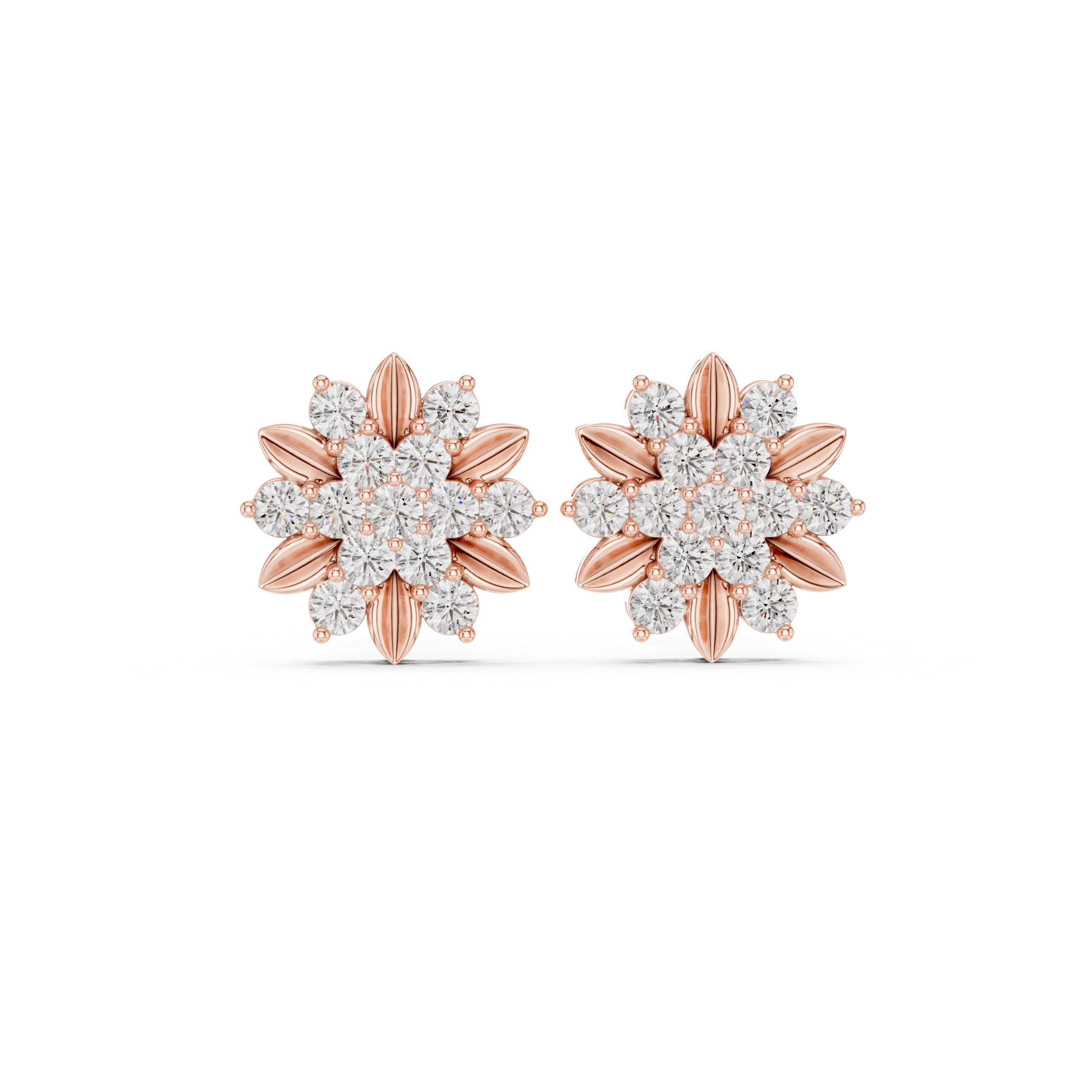 Alternating Shape Diamond Stud Earrings in Rose Gold - VYKA Diamonds
