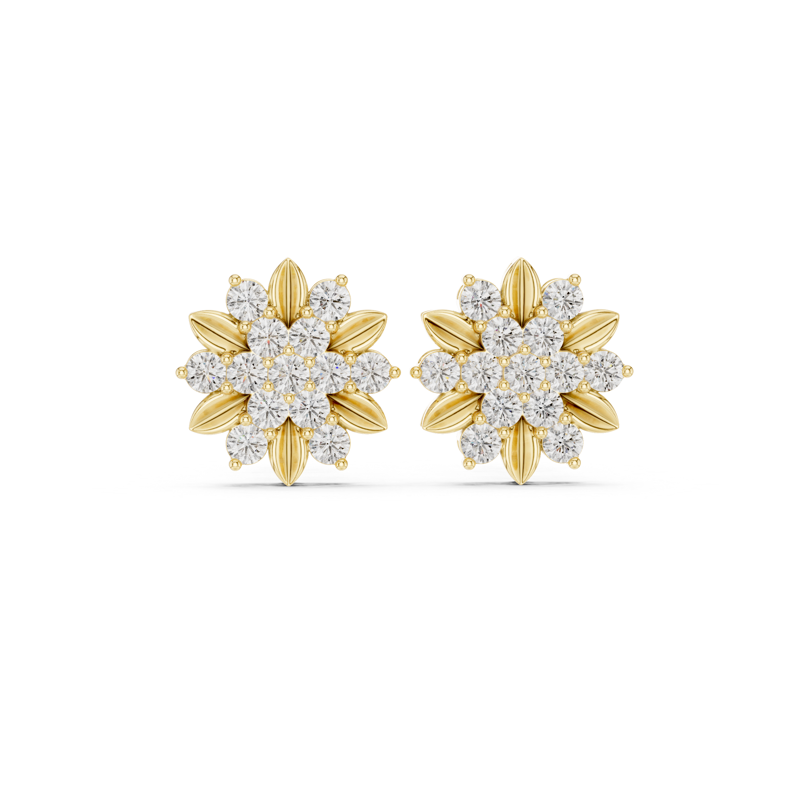 Alternating Shape Diamond Stud Earrings in Yellow Gold - VYKA Diamonds