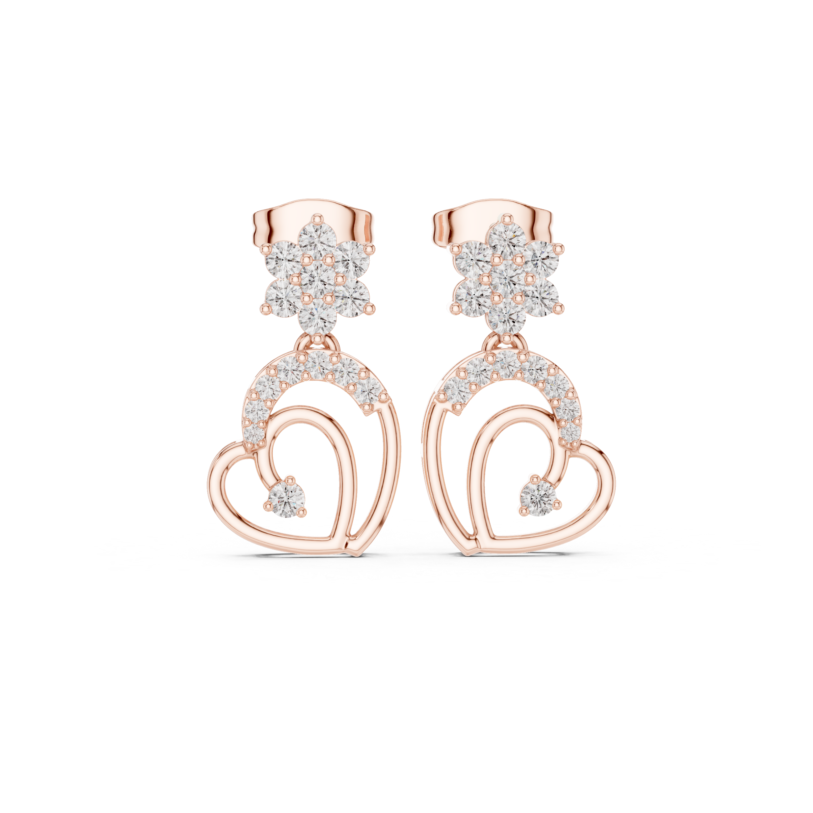 Oval Prong Set Diamond Drop Earrings in Rose Gold - VYKA Diamonds