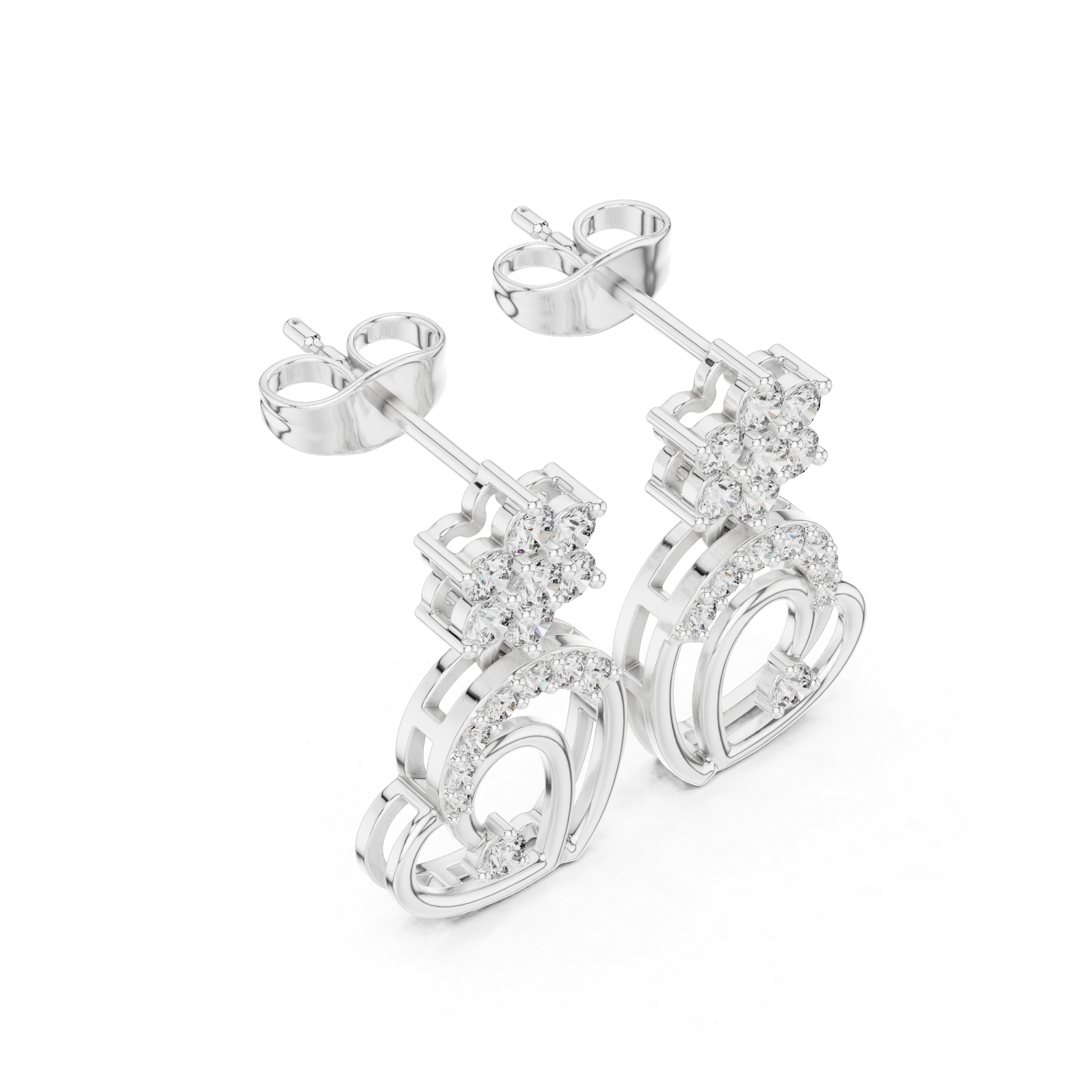 Oval Prong Set Diamond Drop Earrings in White Gold - VYKA Diamonds