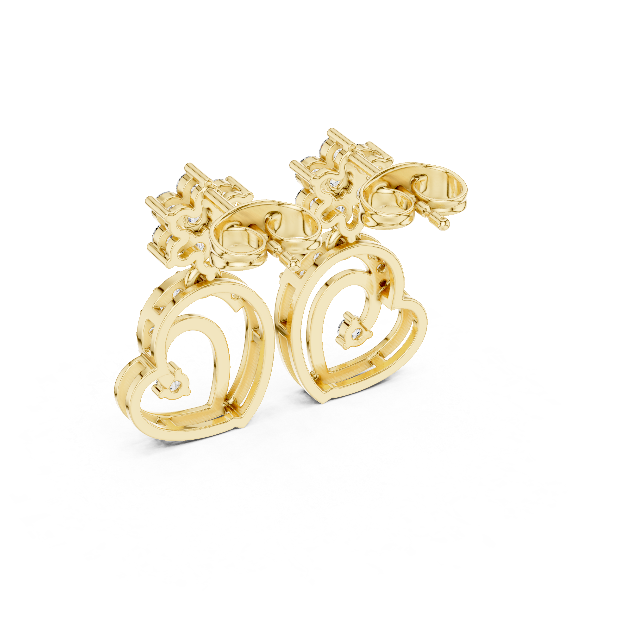 Oval Prong Set Diamond Drop Earrings in Yellow Gold - VYKA Diamonds