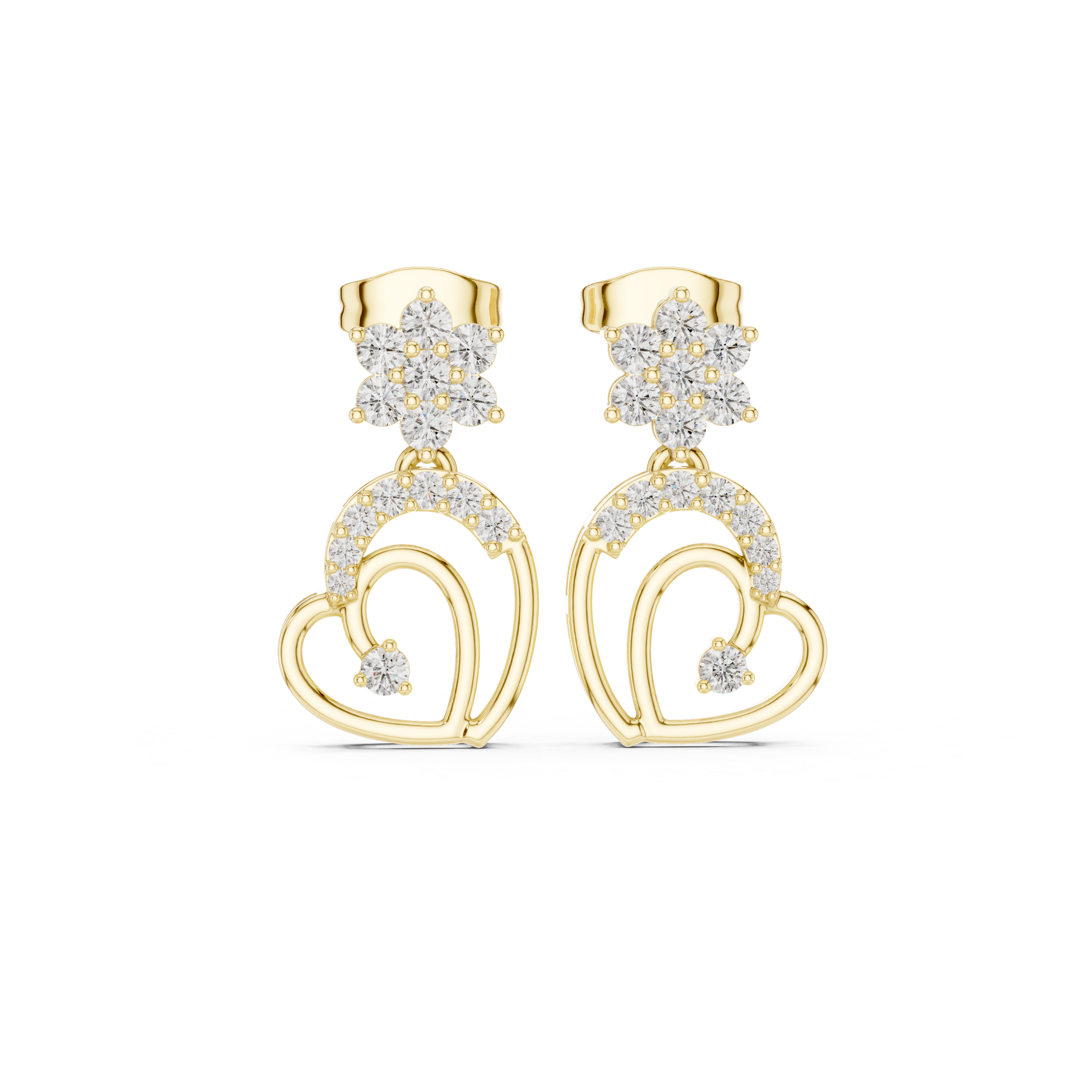 Oval Prong Set Diamond Drop Earrings in Yellow Gold - VYKA Diamonds