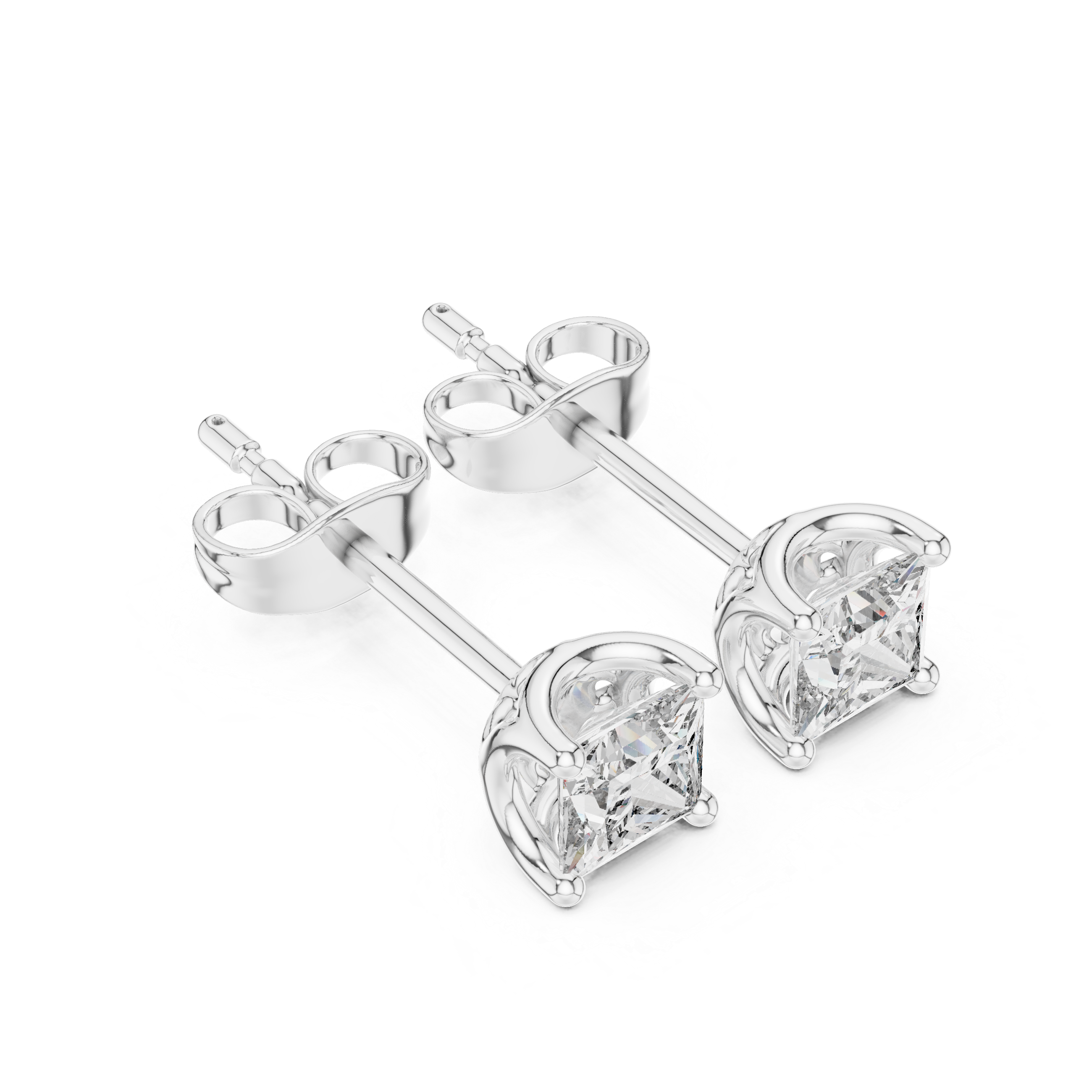 حلقان متدلية مرصعة بألماس بقصة الأميرة in White Gold - VYKA Diamonds