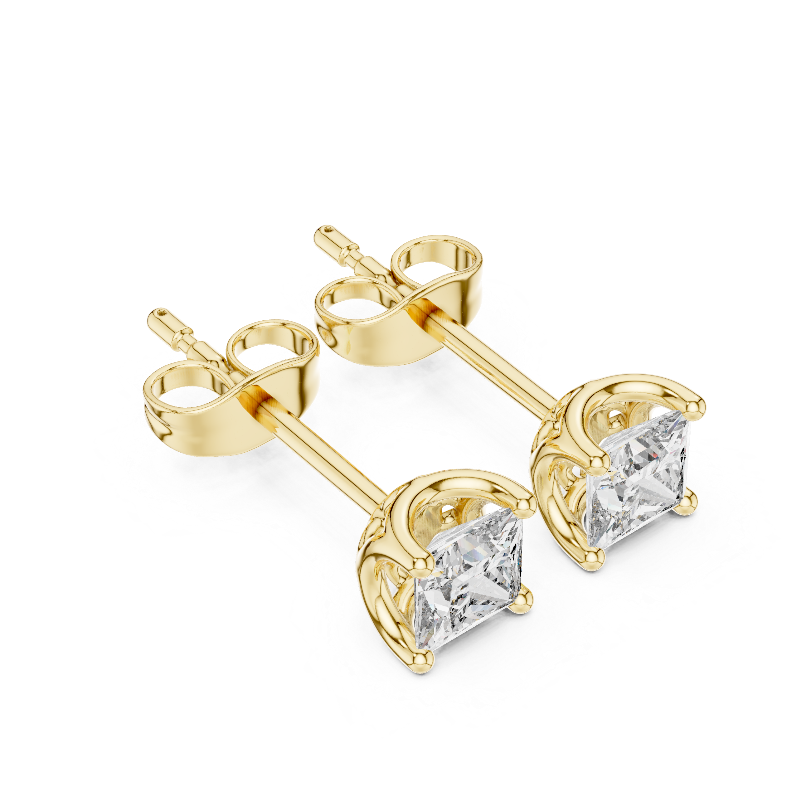 حلقان متدلية مرصعة بألماس بقصة الأميرة in Yellow Gold - VYKA Diamonds