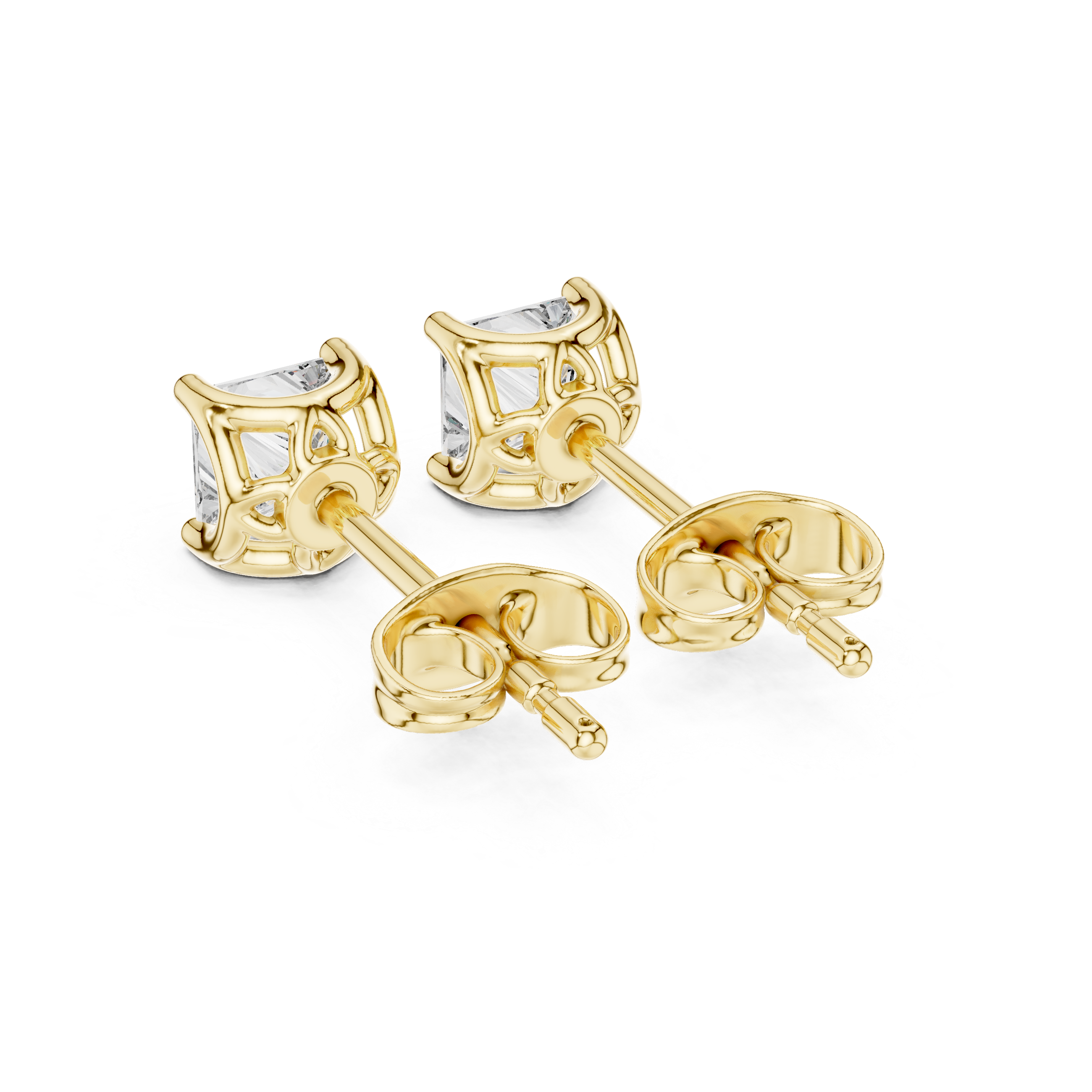 حلقان متدلية مرصعة بألماس بقصة الأميرة in Yellow Gold - VYKA Diamonds
