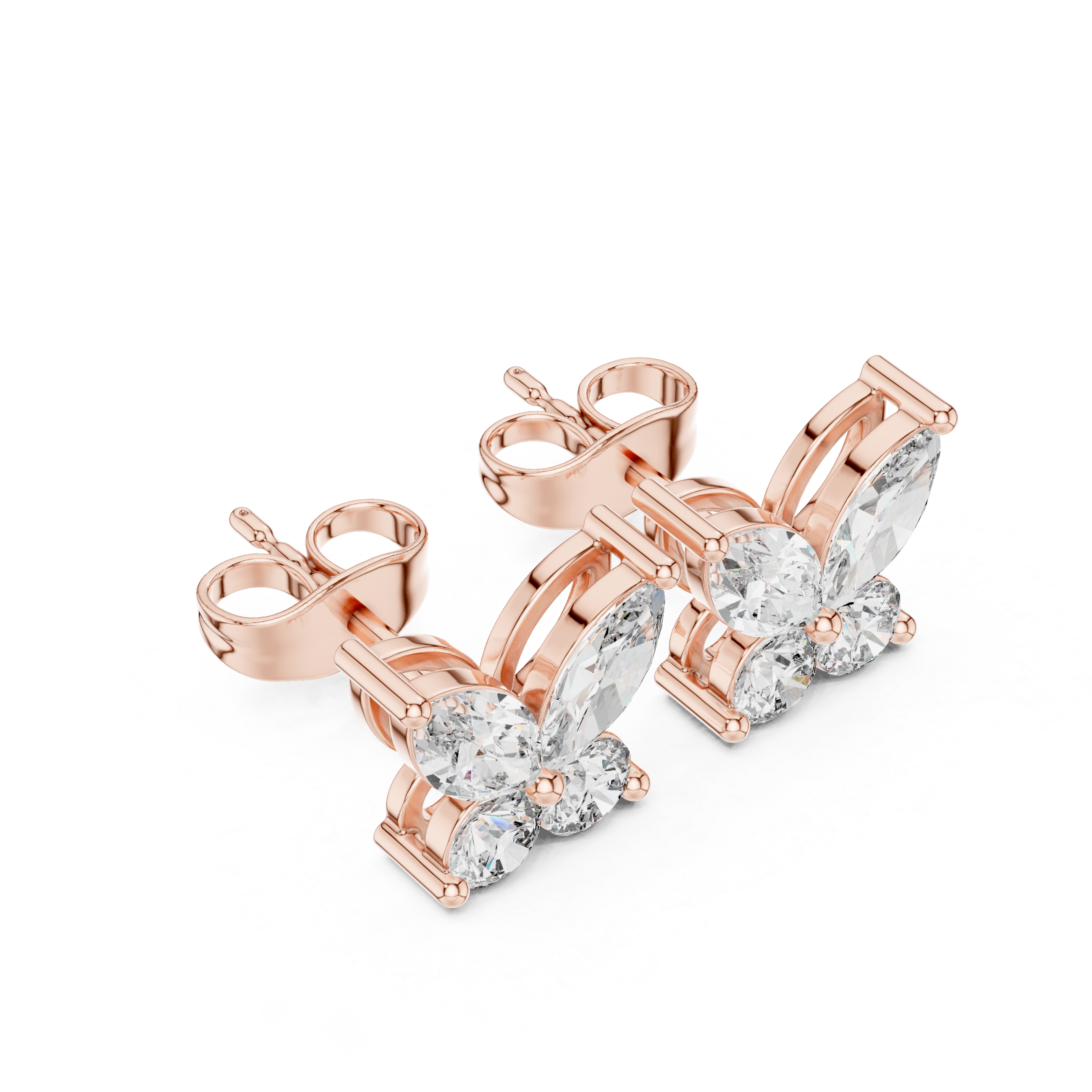 حلقان متدلية بتصميم شلال من ألماس بقصة راديانت in Rose Gold - VYKA Diamonds