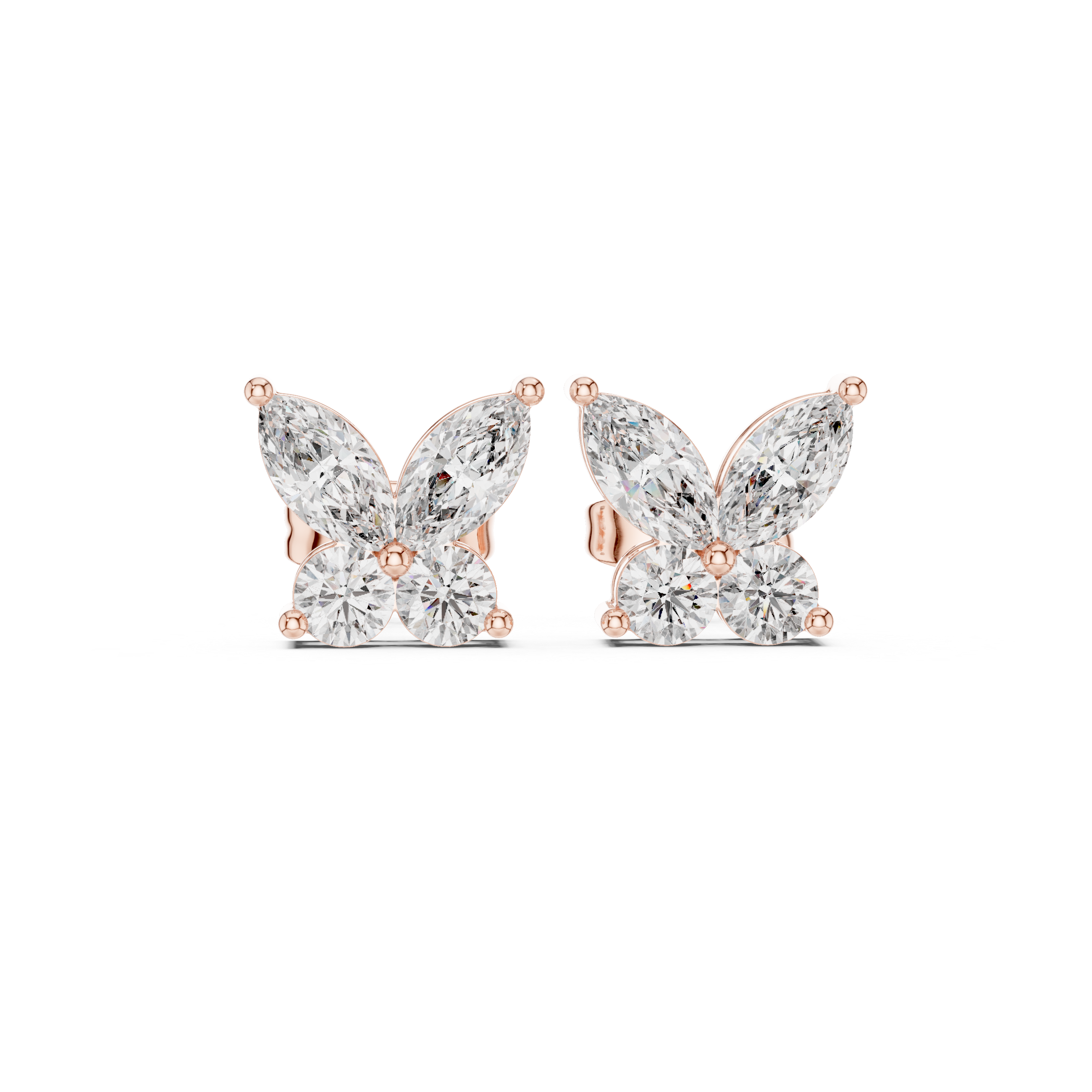 حلقان متدلية بتصميم شلال من ألماس بقصة راديانت in Rose Gold - VYKA Diamonds
