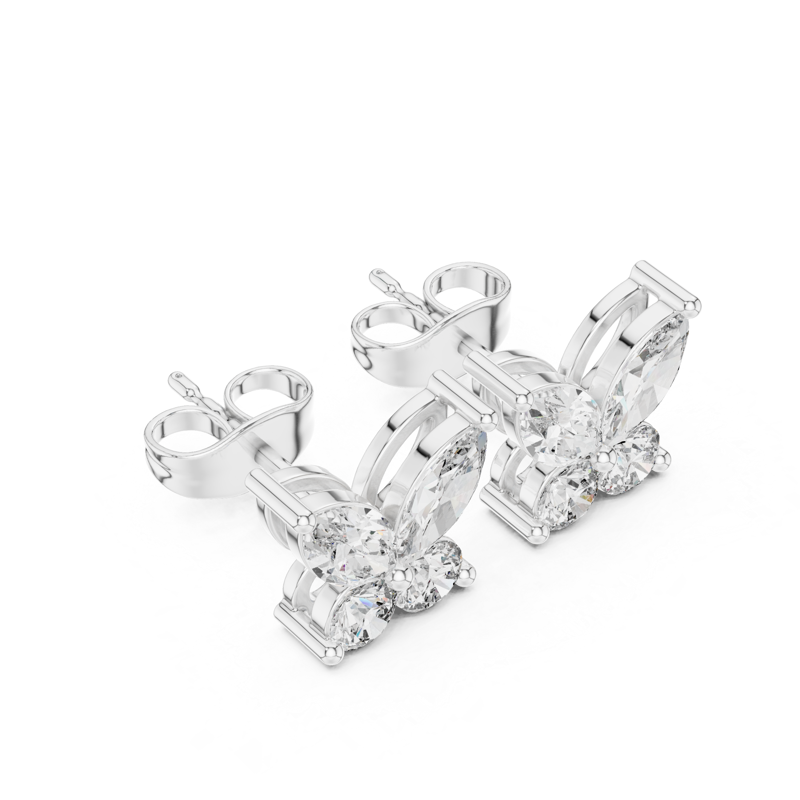 حلقان متدلية بتصميم شلال من ألماس بقصة راديانت in White Gold - VYKA Diamonds