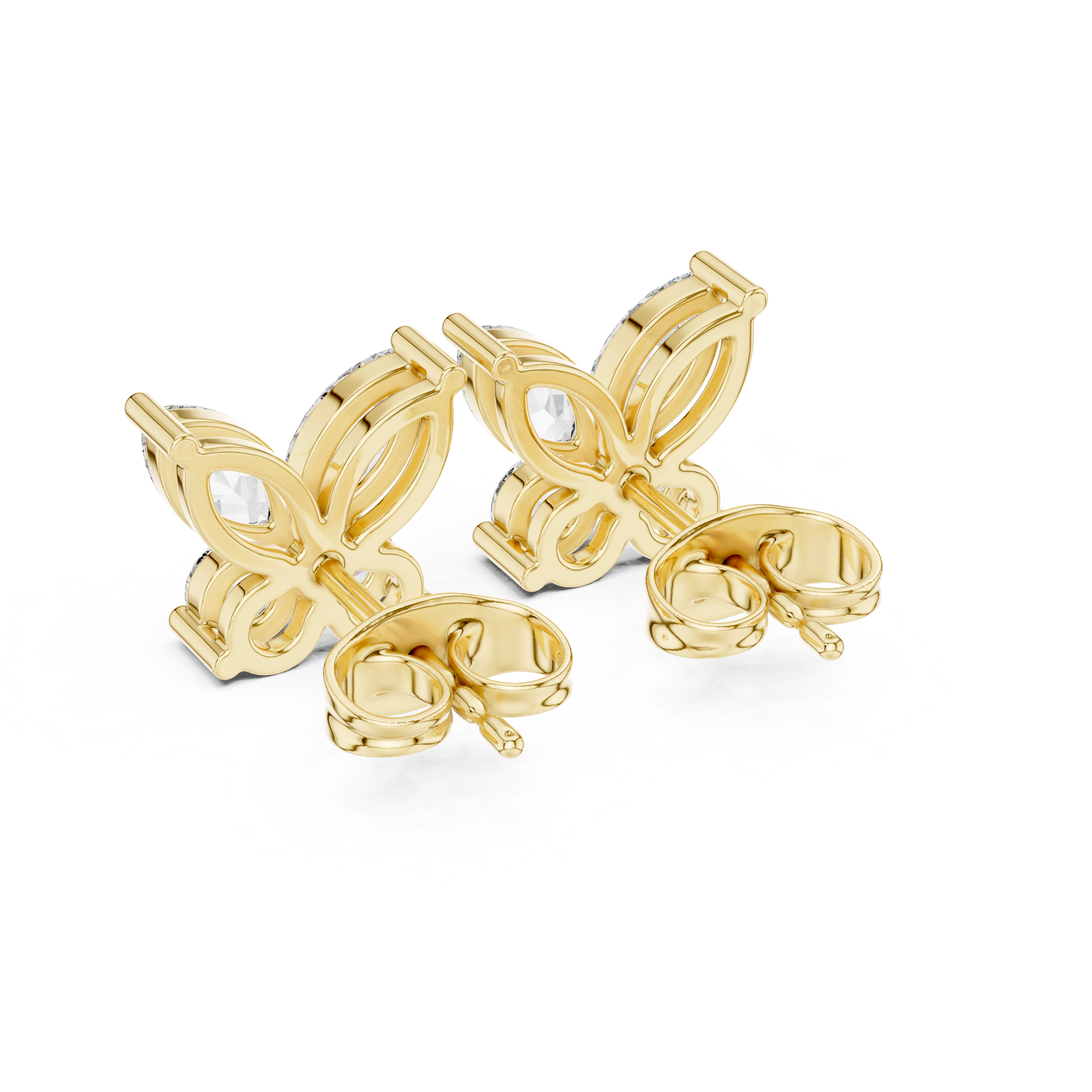 حلقان متدلية بتصميم شلال من ألماس بقصة راديانت in Yellow Gold - VYKA Diamonds